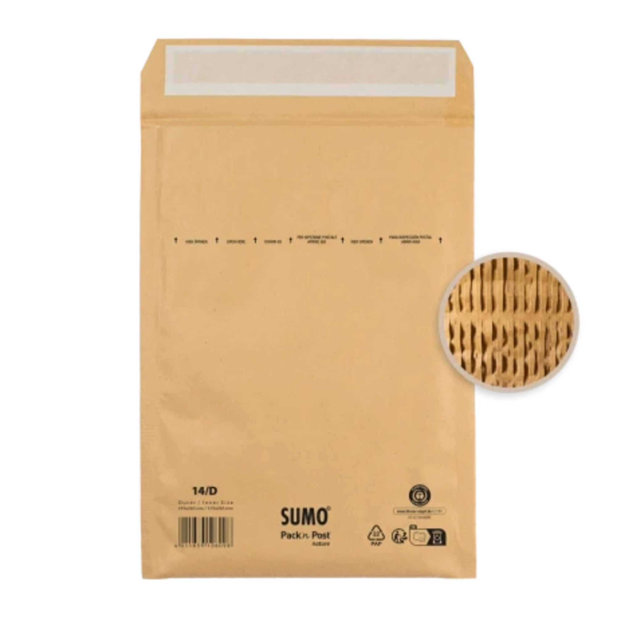 SUMO Papierpolstertasche D mit Haftklebung Papier, 100 % recycelt braun 50 St./Pack.