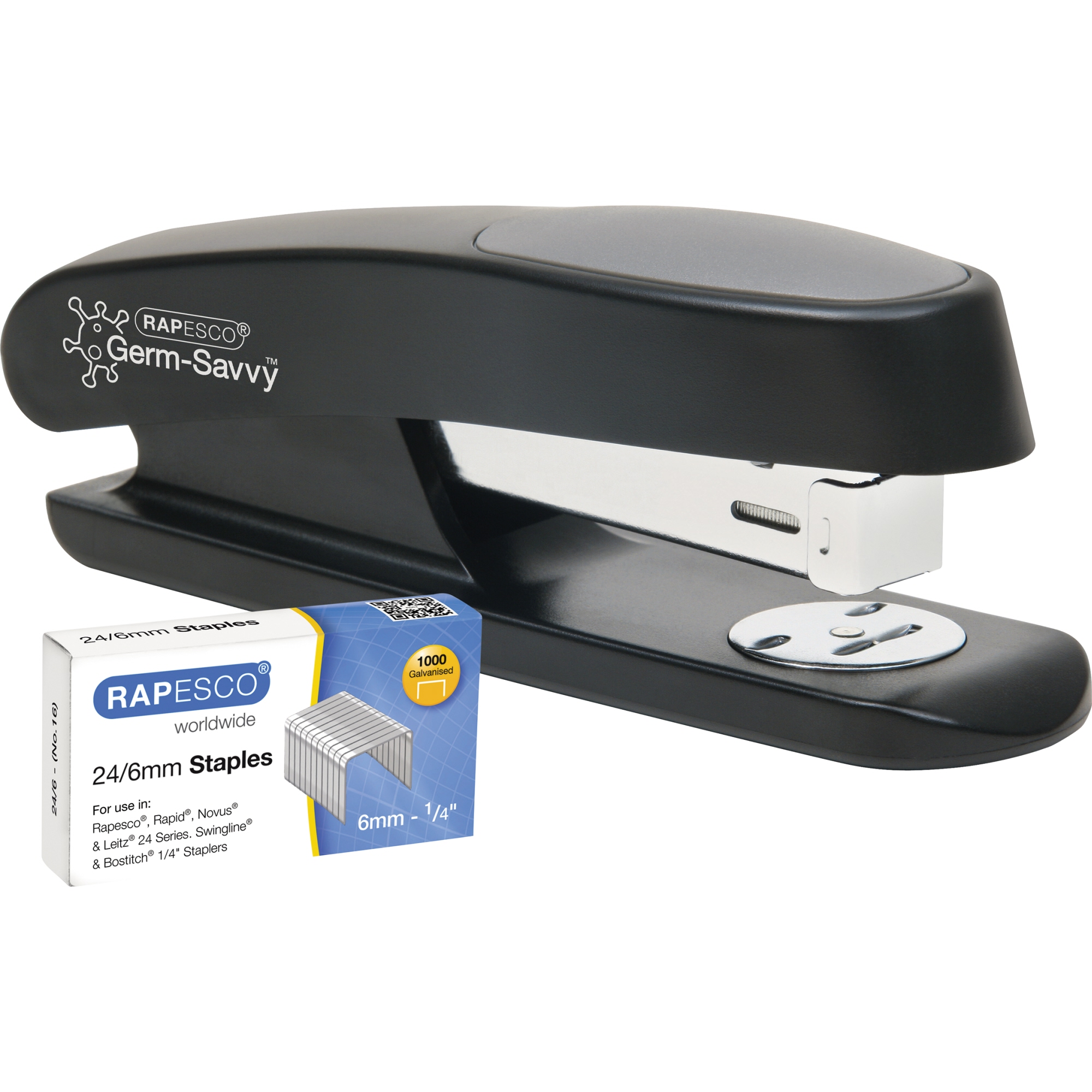RAPESCO Heftgerät ECO Sting Ray 24/6, 26/6 fest/lösbar/nageln 20 Bl. (80 g/m²) Metall/Kunststoff schwarz