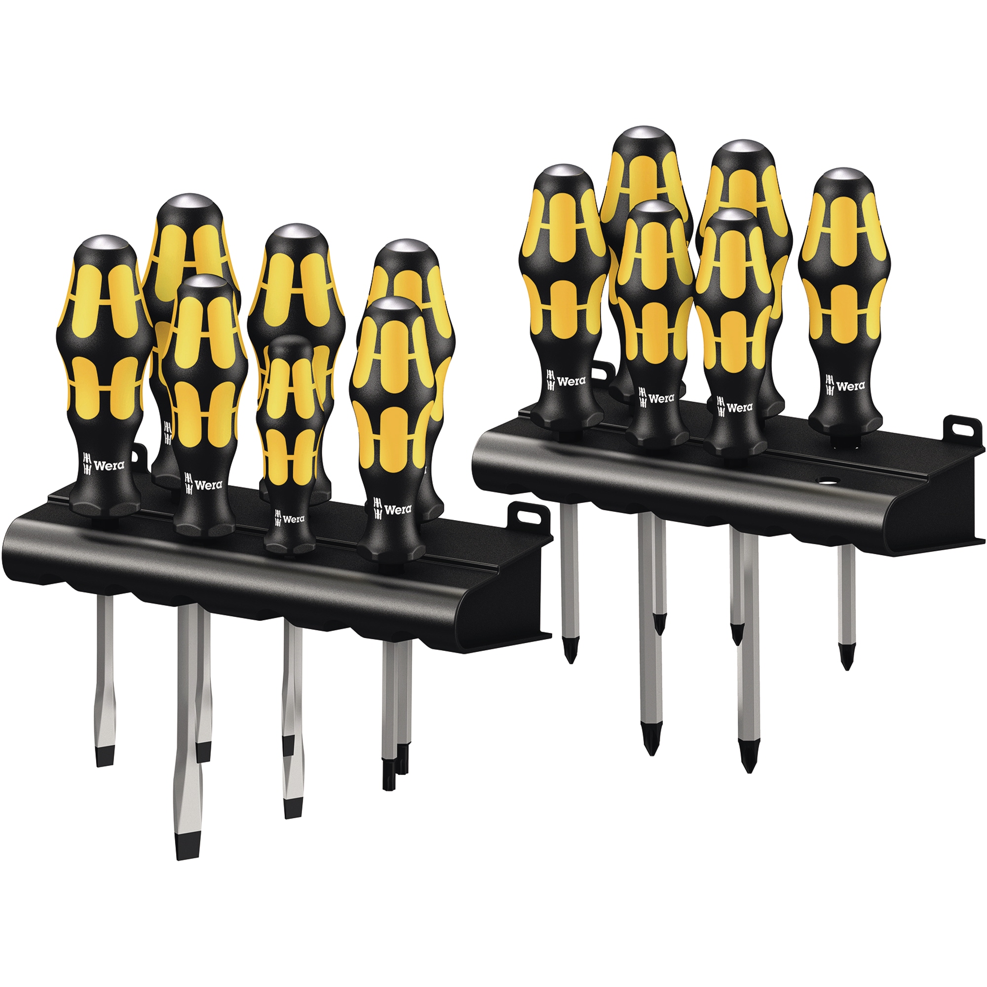 Wera Schraubendreher-Satz Big Pack 900 3 Kreuz-Schraubendreher (PH 1 x 80, 2 x 100, 3 x 150 mm) 5 Schlitz-Schraubendreher (0,6 x 3,5 x 80, 0,8 x 4,5 x 90, 1 x 5,5 x 100, 1,2 x 7,0 x 125, 1,6 x 9 x 150 mm) 2 Torx-Schraubendreher (TX 20 x 90, 25 x 100 mm)