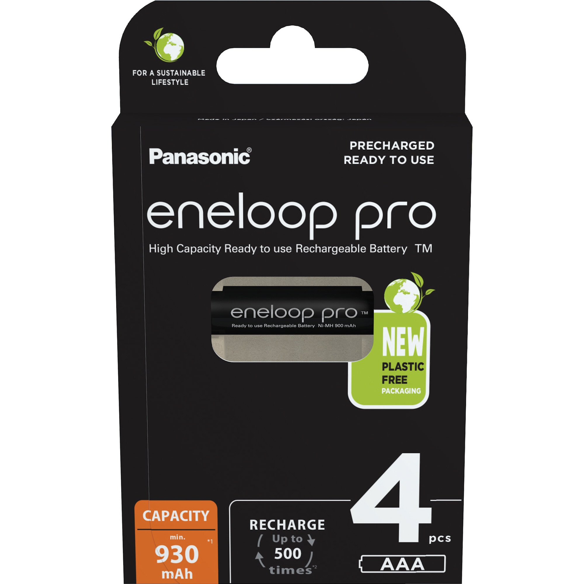 Panasonic Akku eneloop pro AAA/Micro HR03 Nickel-Metallhydrid 1,2V 930 mAh 4 St./Pack.