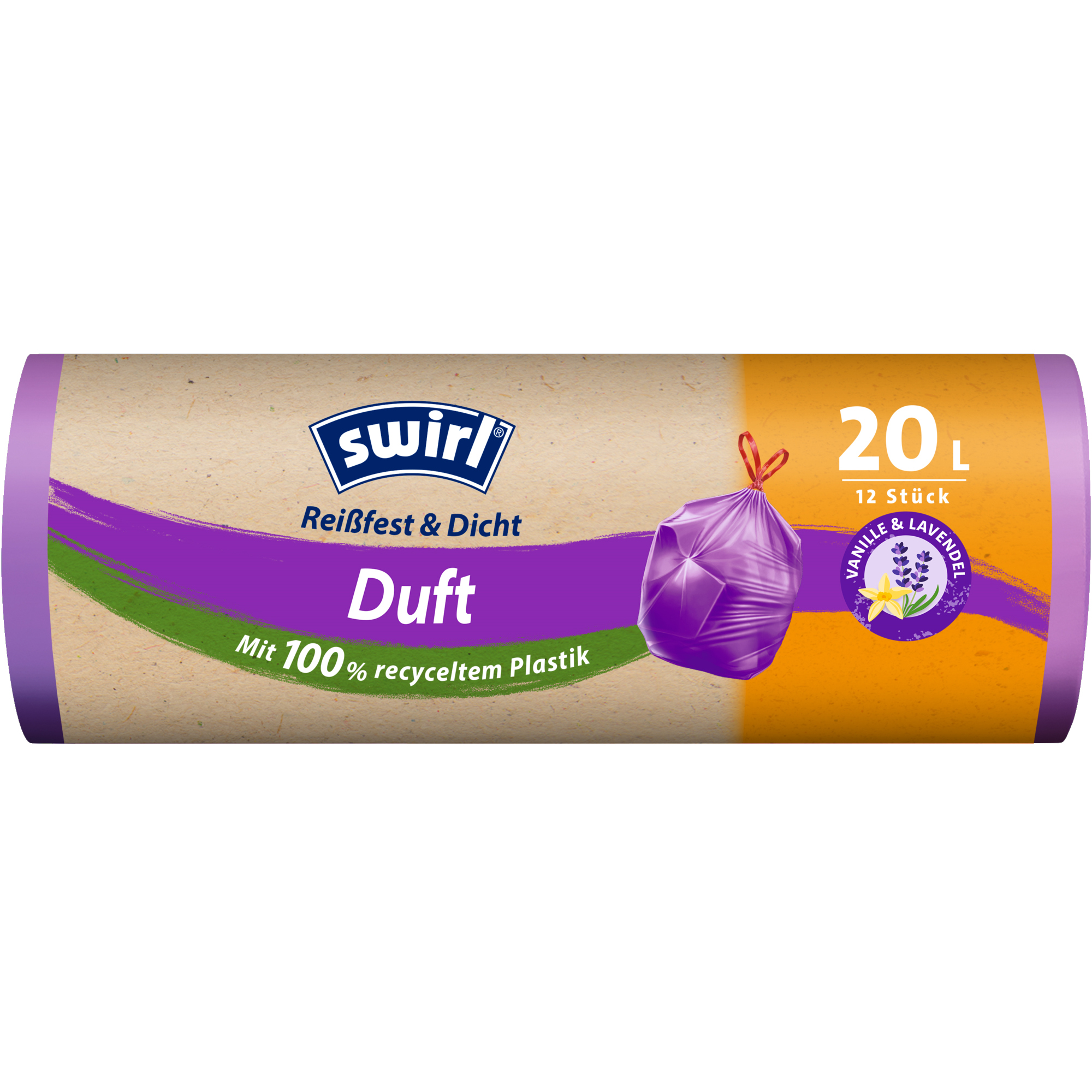Swirl Müllbeutel 45 x 50 cm (B x H) 20l Plastik, 100 % recycelt lila 12 St./Pack.