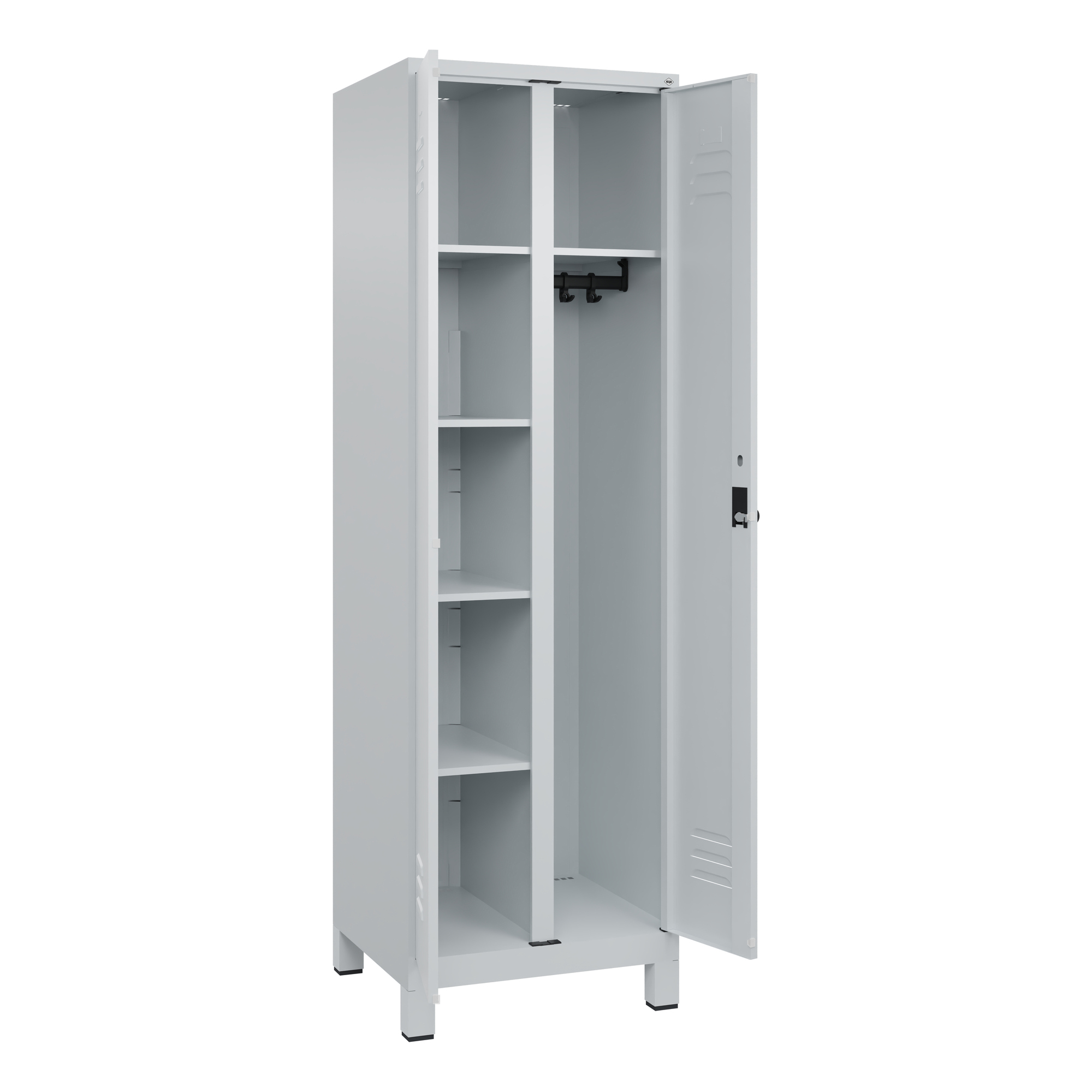 C+P Garderobenschrank Classic PLUS 600 x 1.950 x 500 mm (B x H x T) Stahl Farbe der Front: lichtgrau Farbe des Korpus: lichtgrau