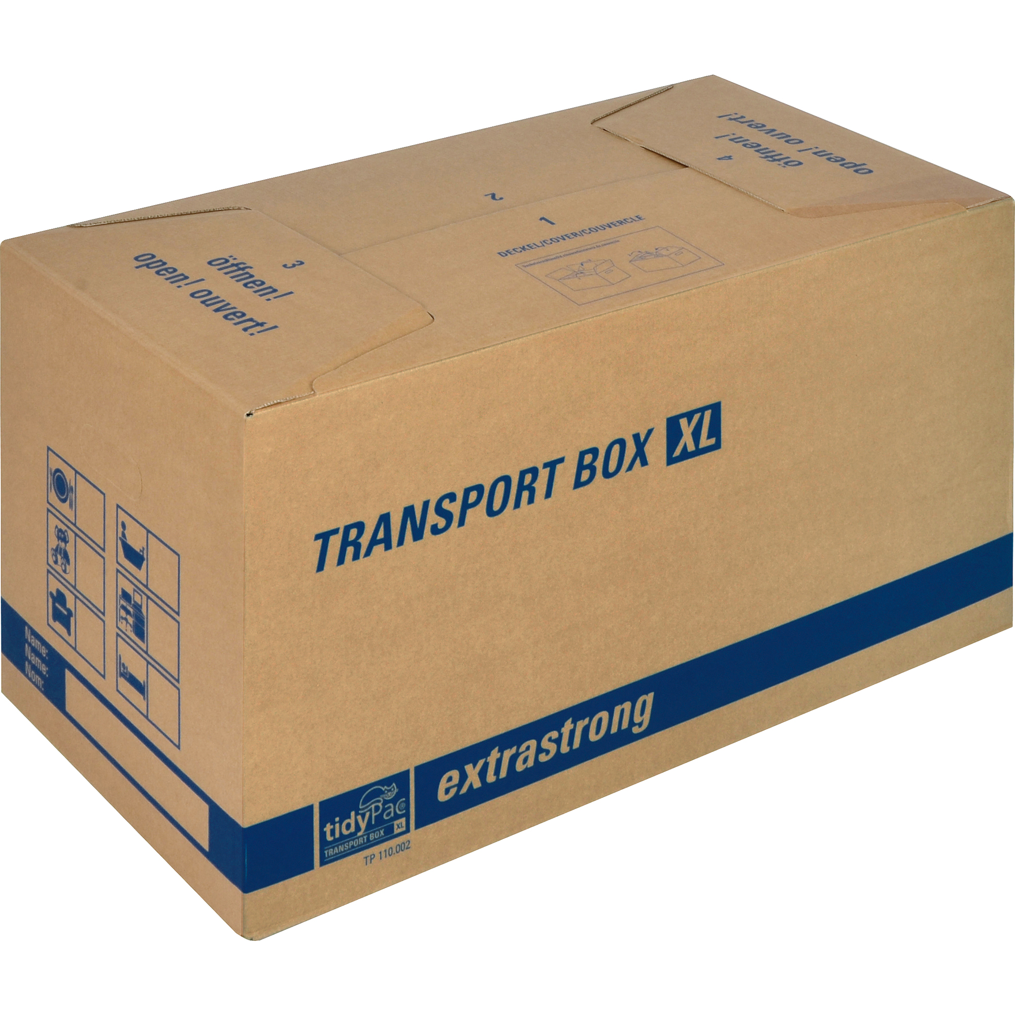 tidyPac® Umzugskarton Transportbox XL 68 x 35,5 x 35 cm (B x H x T) 30kg Wellpappe braun