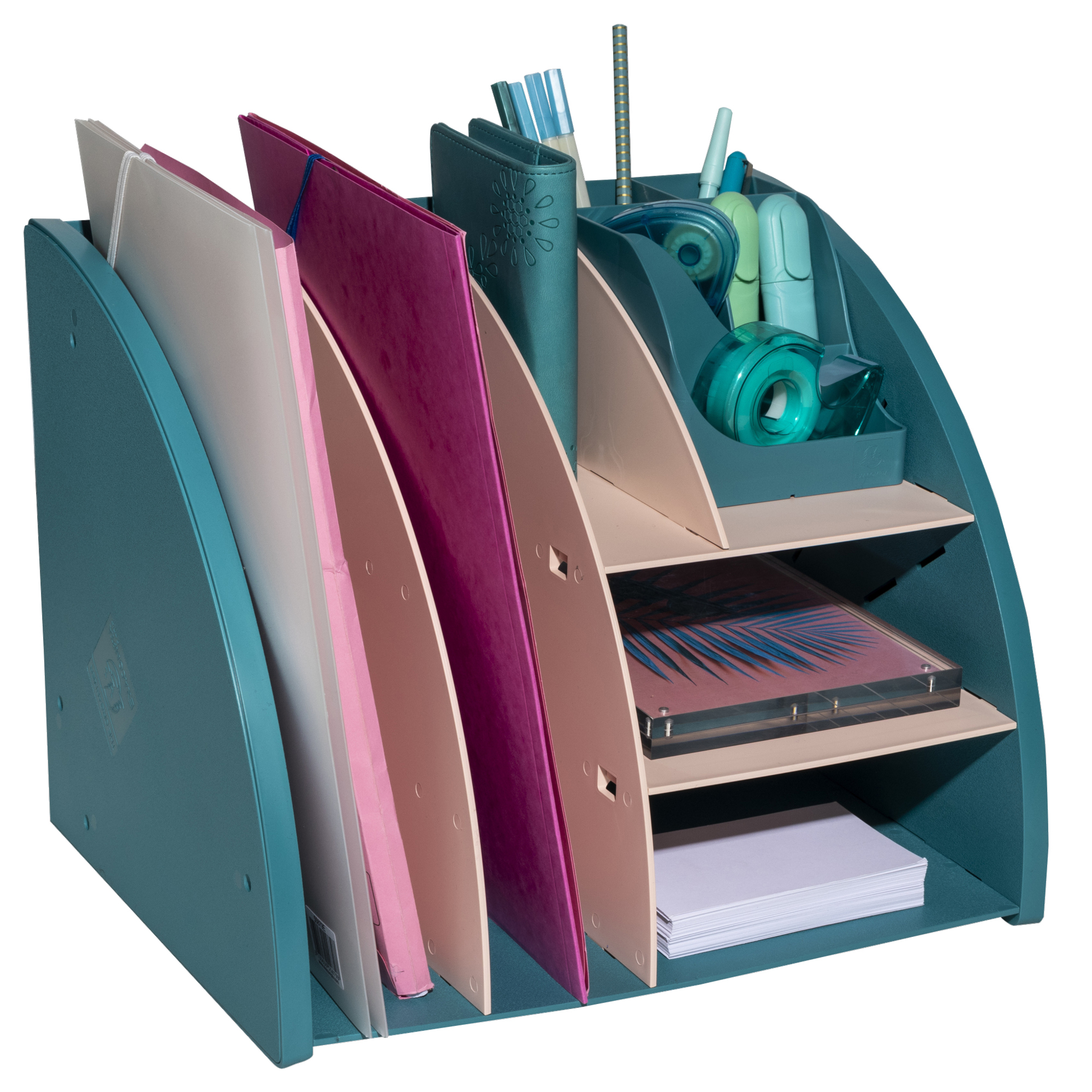 Exacompta Tischorganizer Skandi 36 x 29,5 x 29,5 cm (B x H x T) nicht gefüllt Polystyrol, recycelt pazifikblau/nude