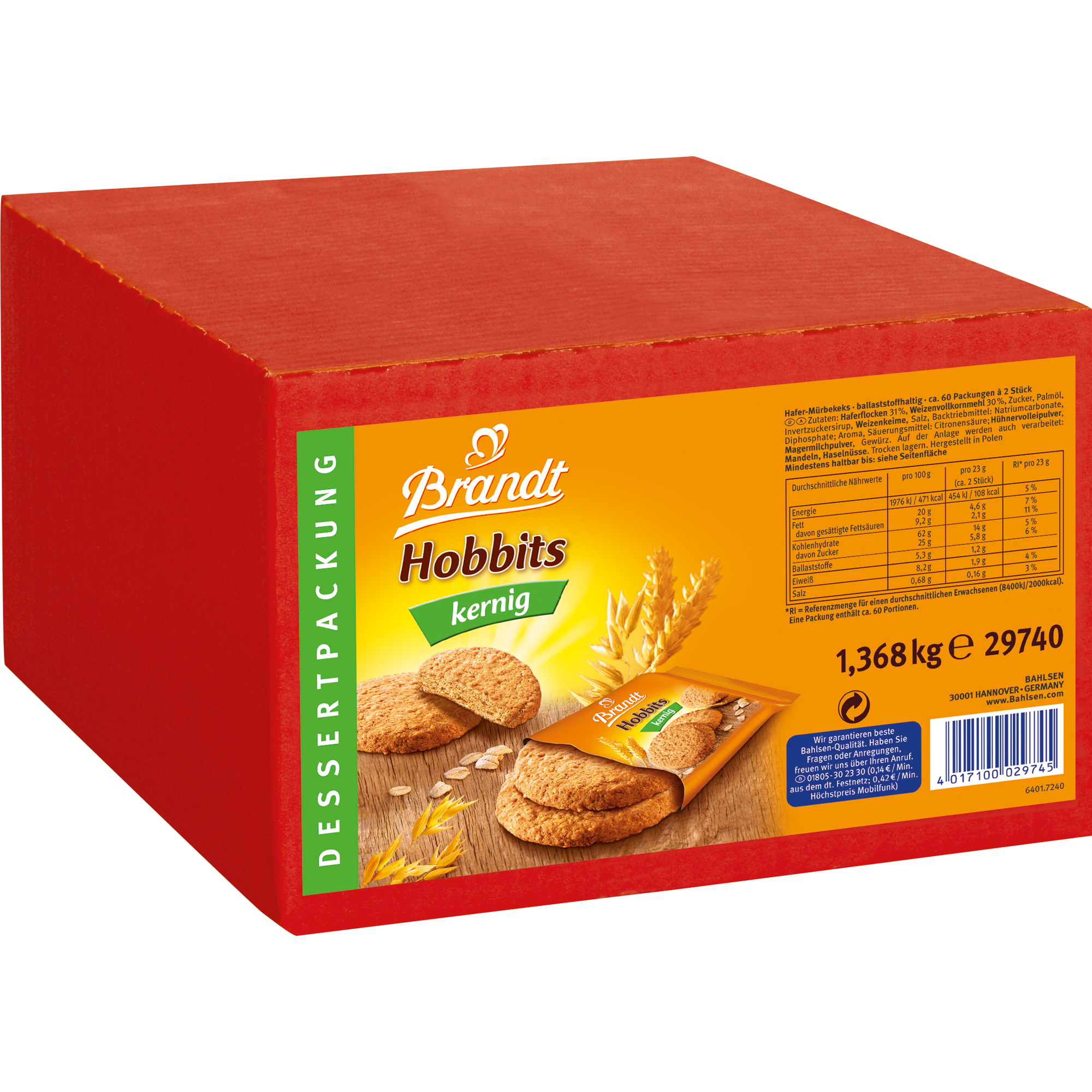 Gebäck Hobbits kernig 60 x 22,8 g/Pack.