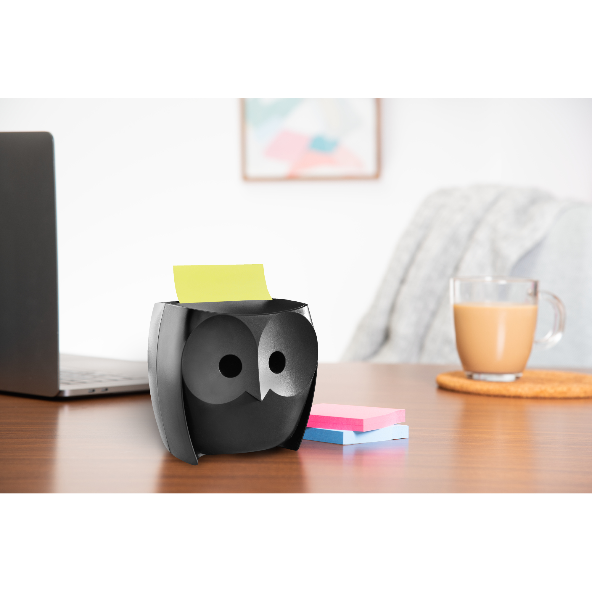 Post-it® Haftnotizspender Super Sticky Z-Notes Eule 76 x 76 mm (B x H) Kunststoff schwarz