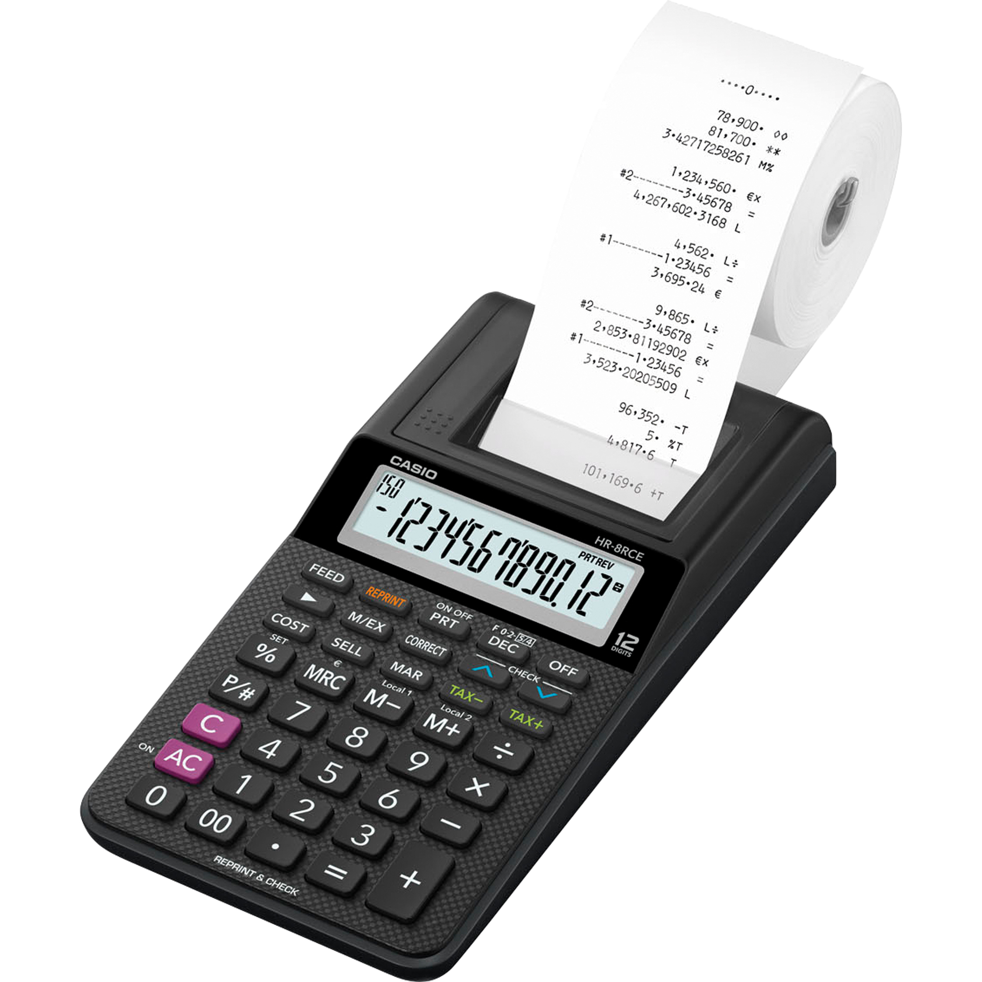 CASIO® Tischrechner HR-8RCE schwarz 102 x 42 x 209 mm (B x H x T) Batterie, Netzbetrieb schwarz
