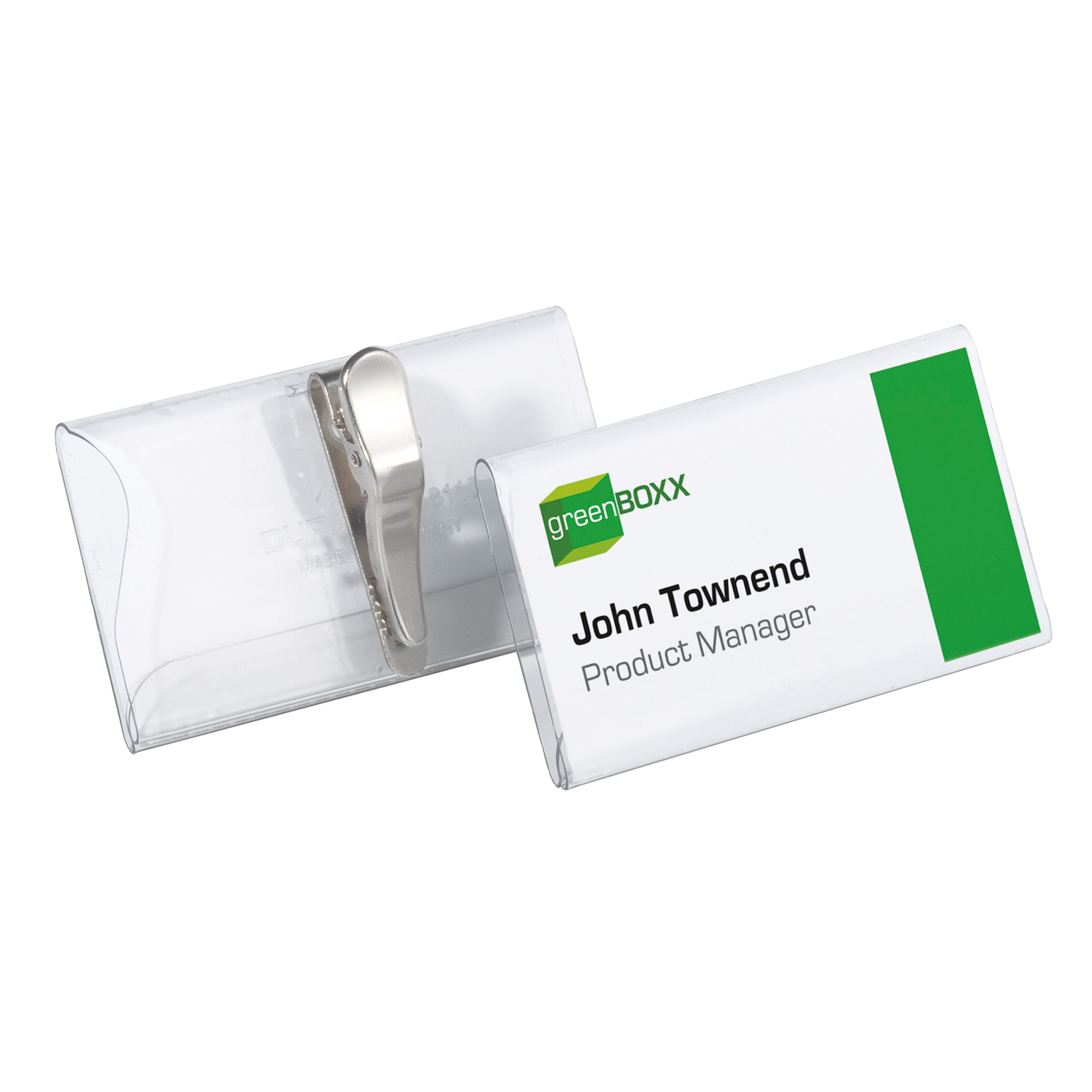 DURABLE Namensschild 75 x 40 mm (B x H) drehbare Krokoklemme transparent 25 St./Pack.