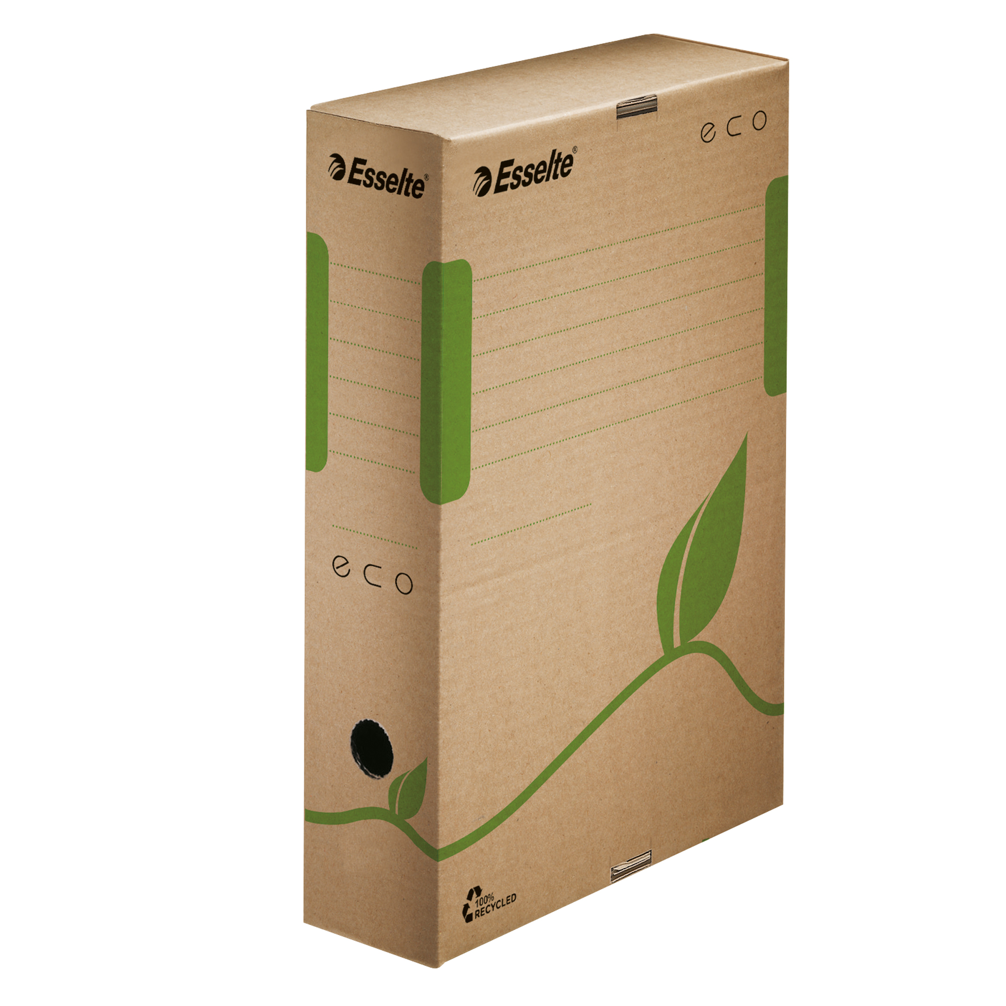 Esselte Archivbox ECO 8 x 32,7 x 23,3 cm (B x H x T) DIN A4 mit Archivdruck Wellpappe, 100 % recycelt naturbraun