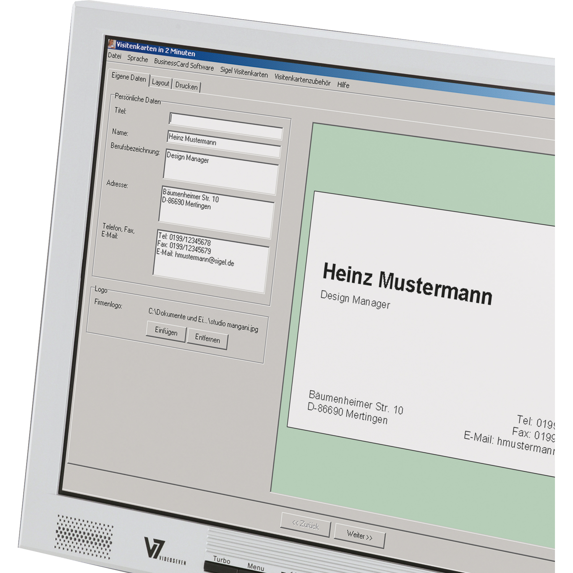 SIGEL Visitenkarte DIN A4 225g/m² hochweiß 100 Bl./Pack. 1.000 St./Pack.