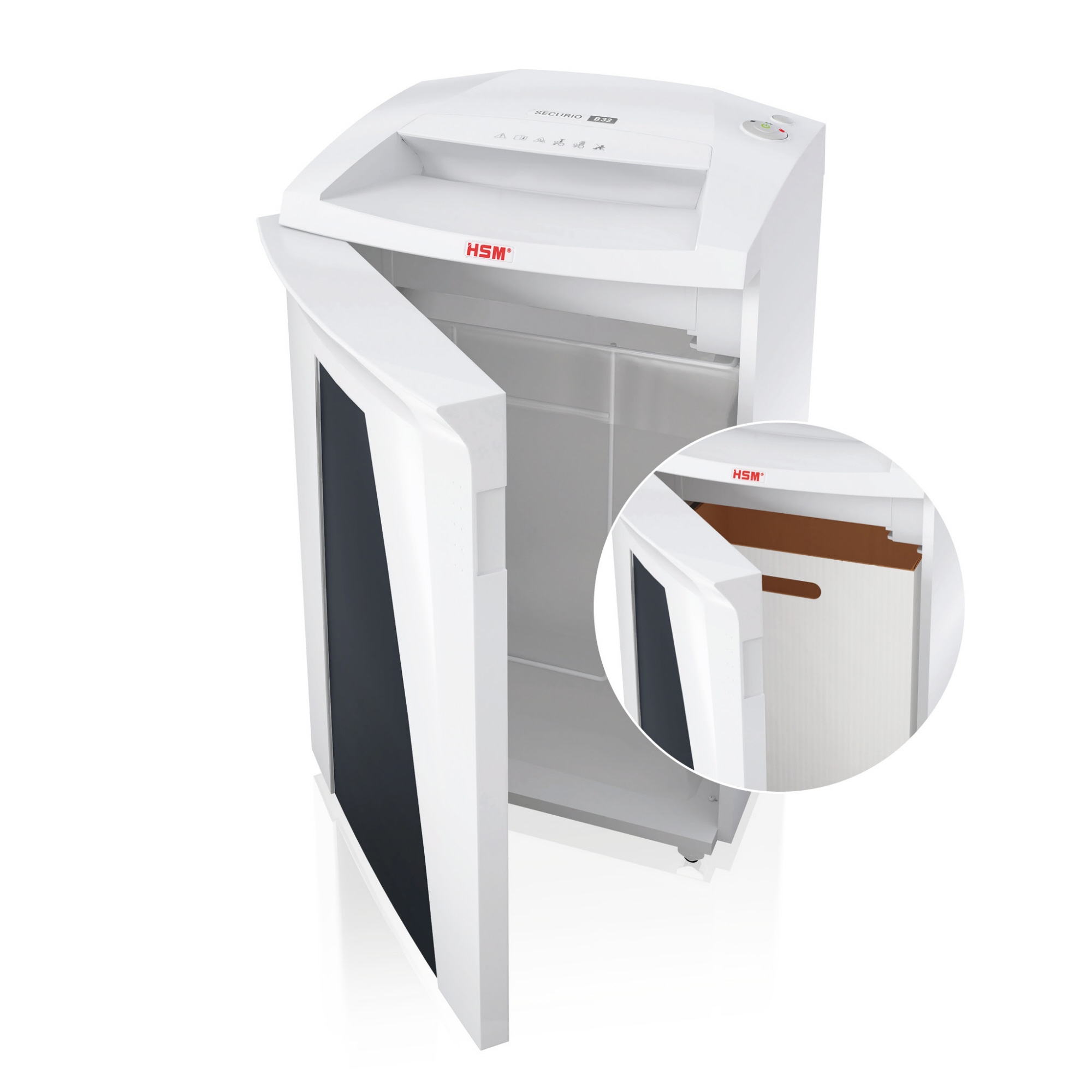 HSM® Aktenvernichter SECURIO B32 P-5 Papier, Heftklammern, Büroklammern, Kreditkarten Partikelschnitt weiß
