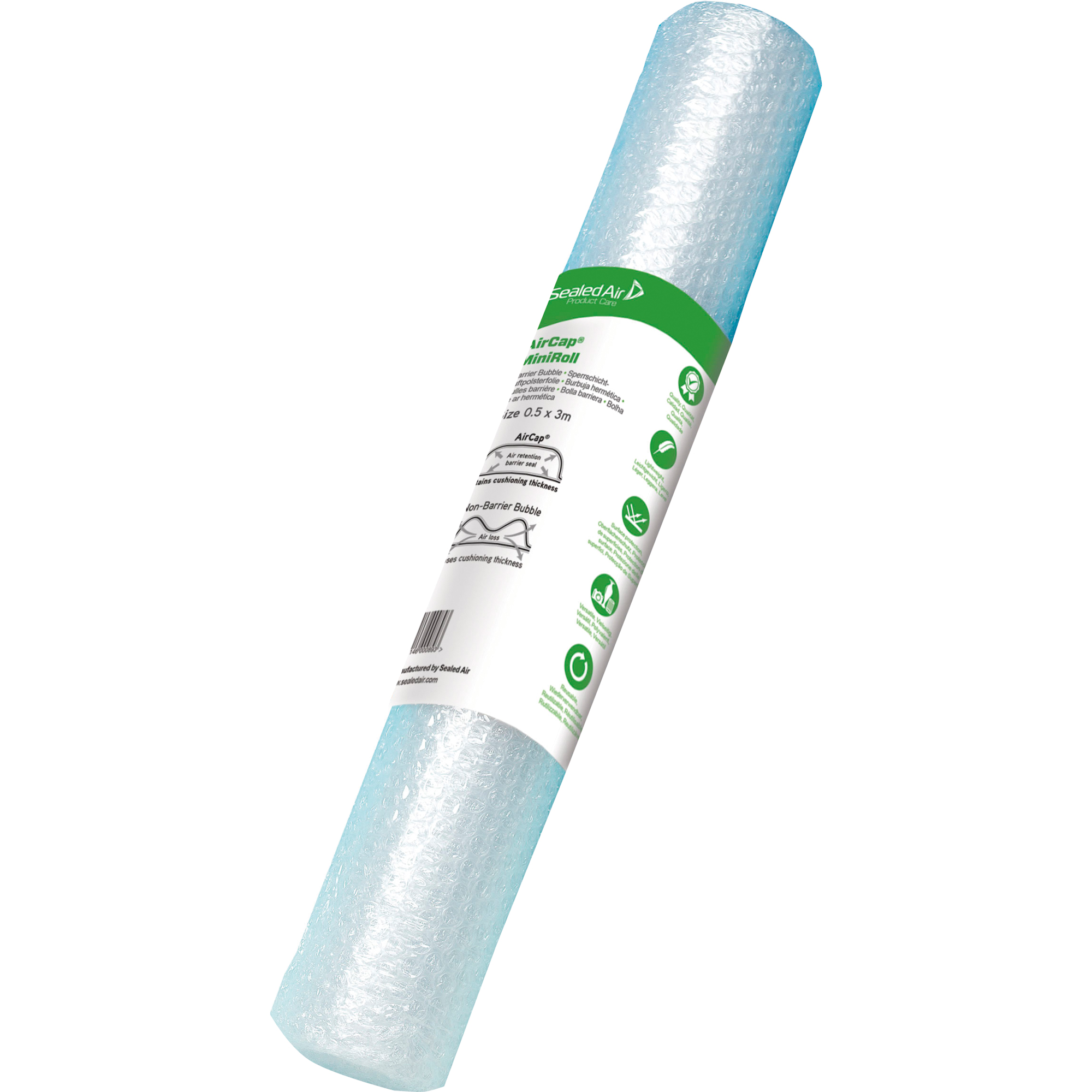 AirCap® Luftpolsterfolie 40 cm x 5 m (B x L) Polyethylen, 30 % recycelt transparent/grau