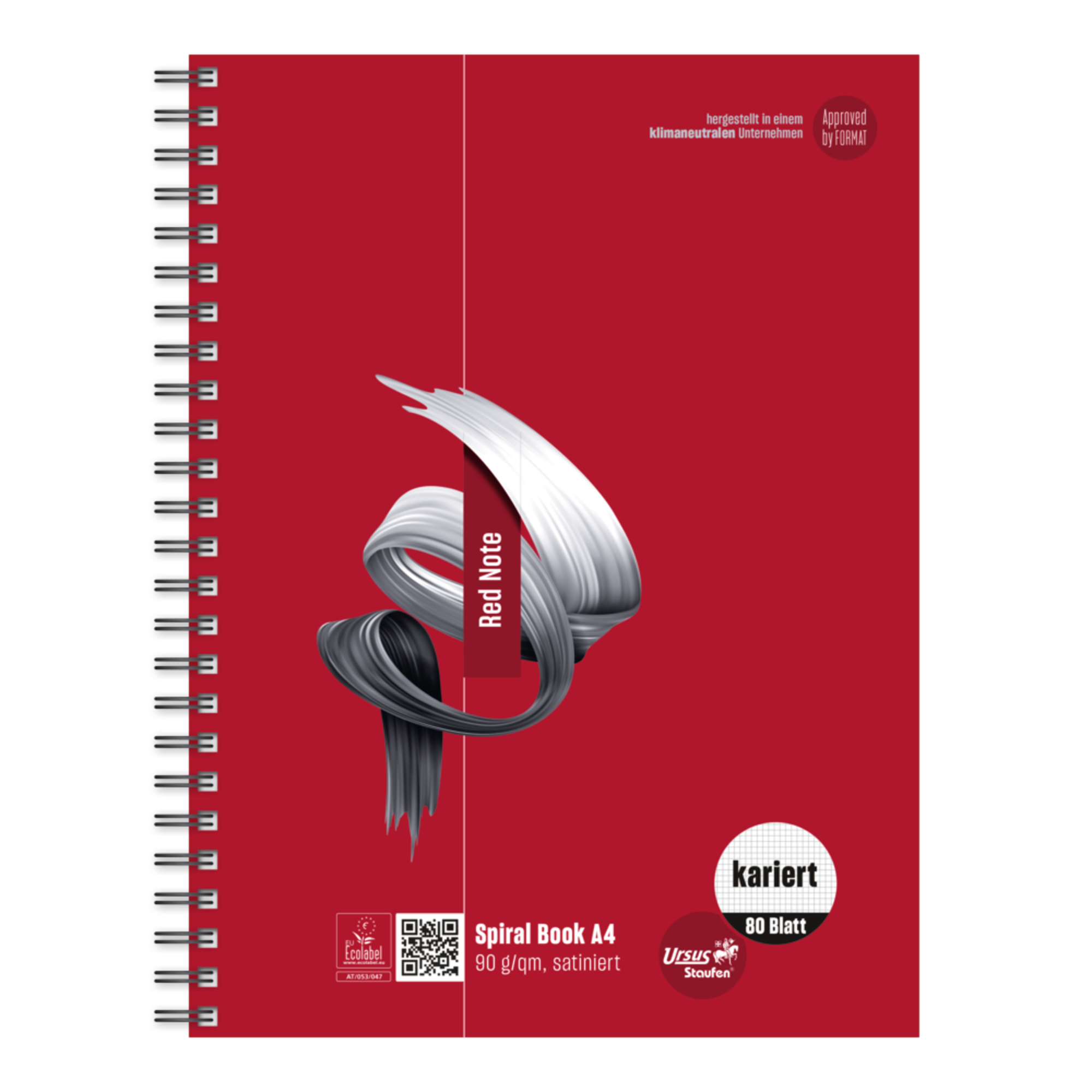 Ursus® Collegeblock DIN A4 kariert 90g/m² rot 80 Bl.