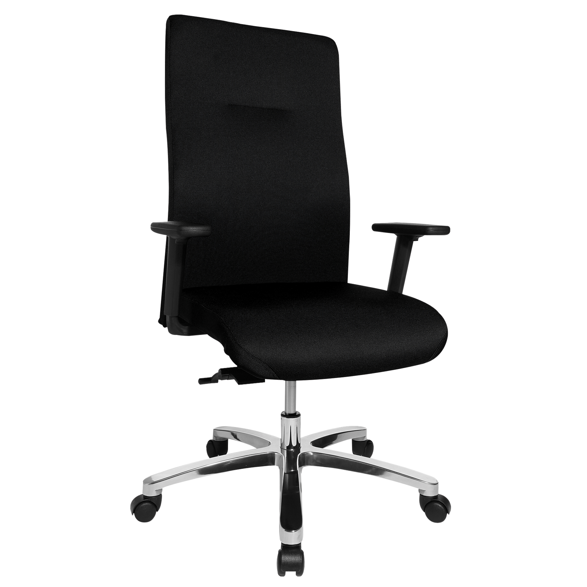 TOPSTAR Bürodrehstuhl Big Star 20 44-52cm Punktsynchronmechanik Rolle hart gebremst (für Teppichboden) optionales Zubehör: Rolle weich gebremst (für Hartboden) 6991 Aluminium, poliert schwarz