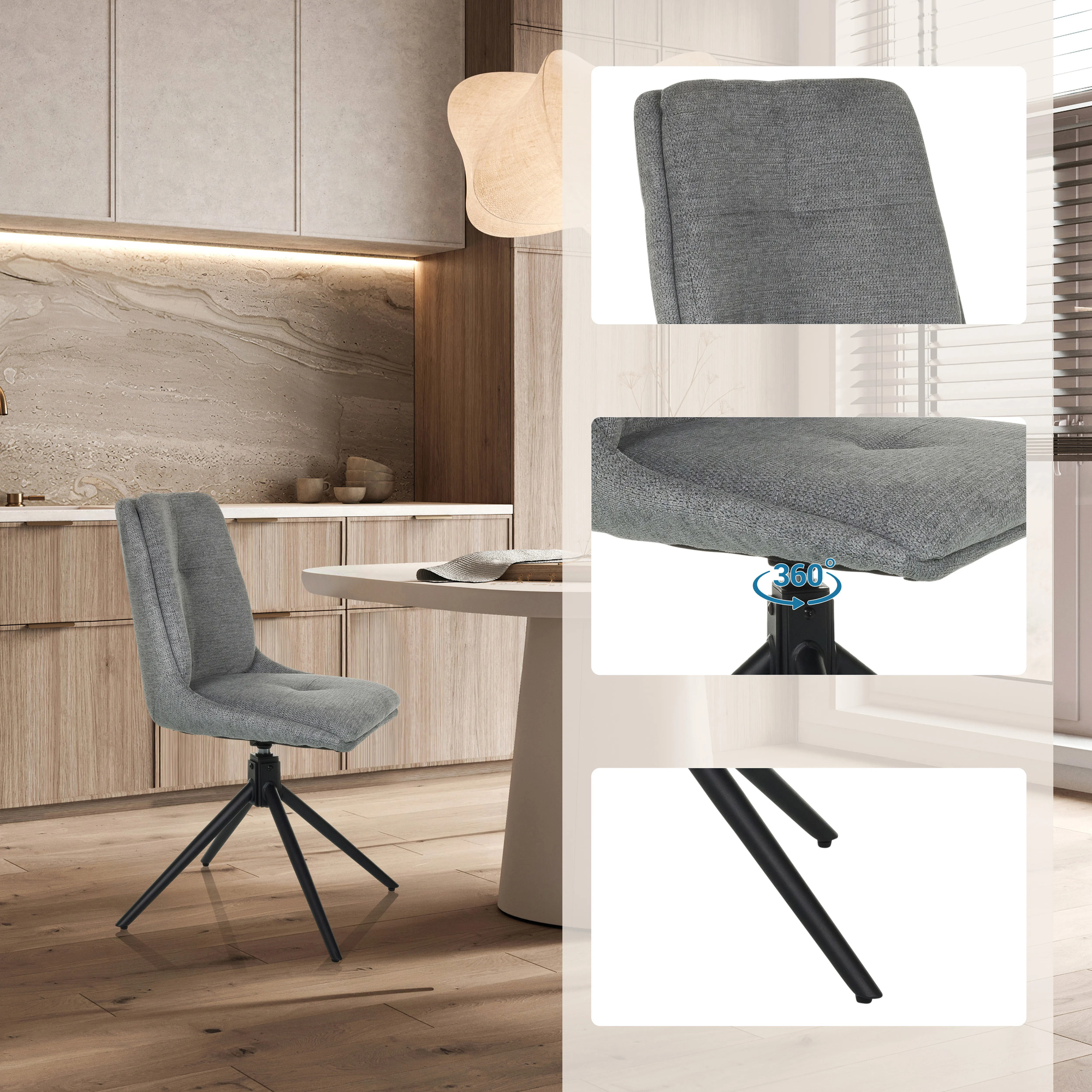 hjh OFFICE Besucherstuhl TARVISO 120kg 100 % Polyester grau