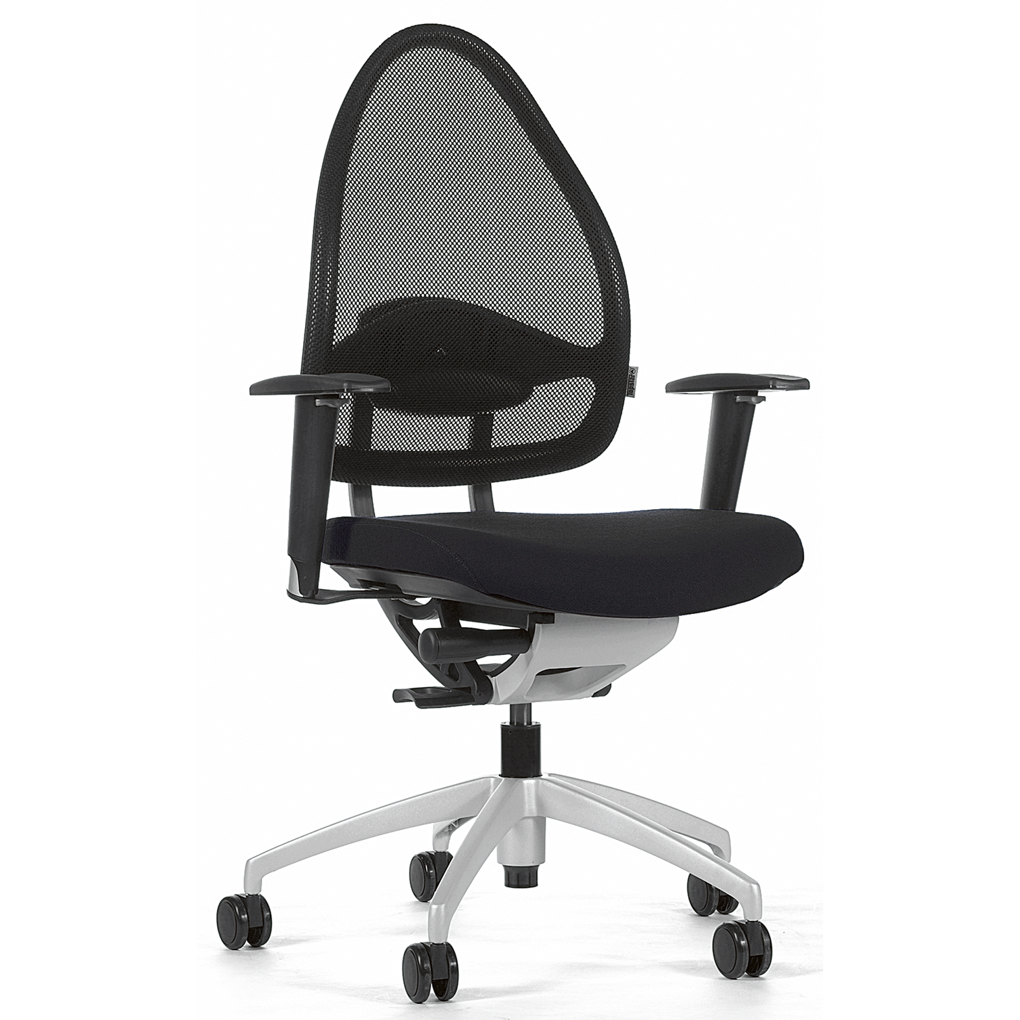 TOPSTAR Bürodrehstuhl Open Base 10 43-52cm Synchronmechanik Rolle hart gebremst (für Teppichboden) optionales Zubehör: Rolle weich gebremmst (für Hartboden) 6990 Aluminium schwarz