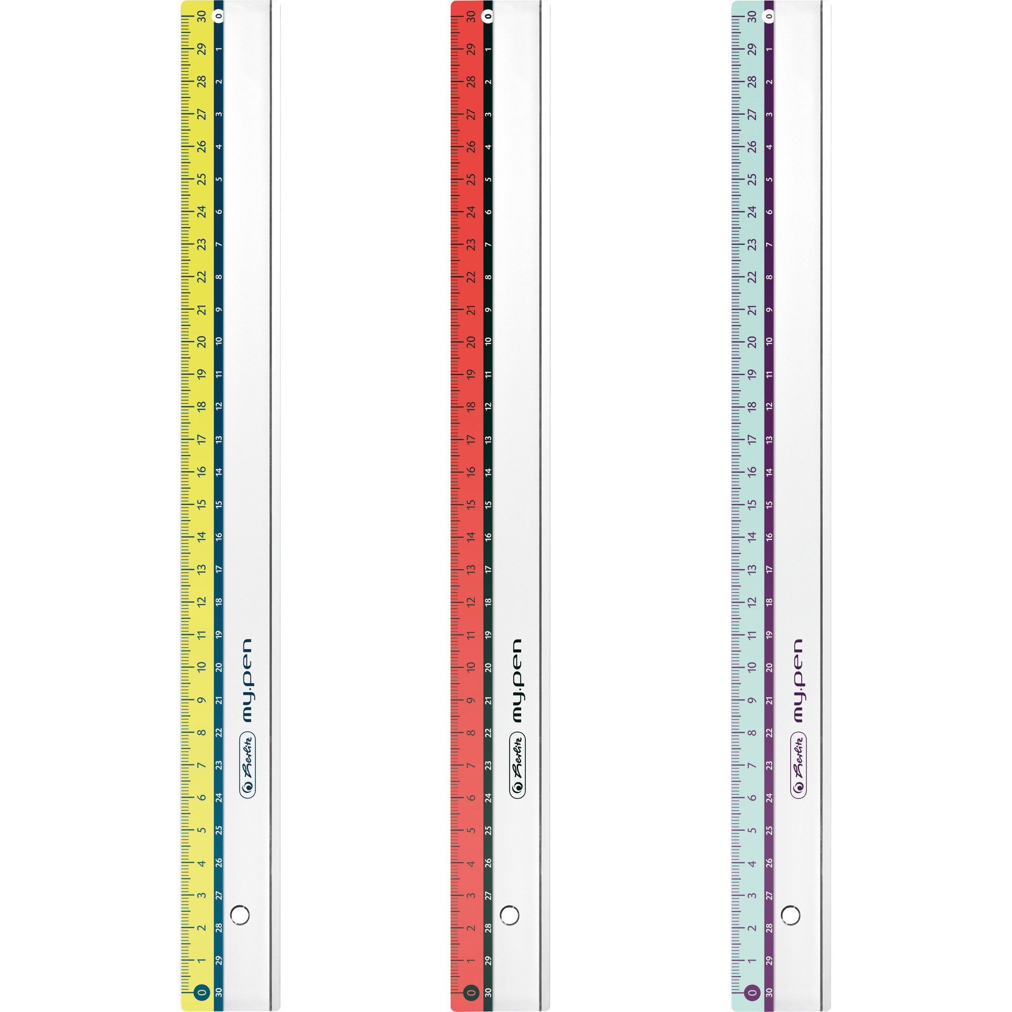 Herlitz Lineal my.pen 30cm Kunststoff farbig sortiert (freie Farbauswahl nicht möglich)
