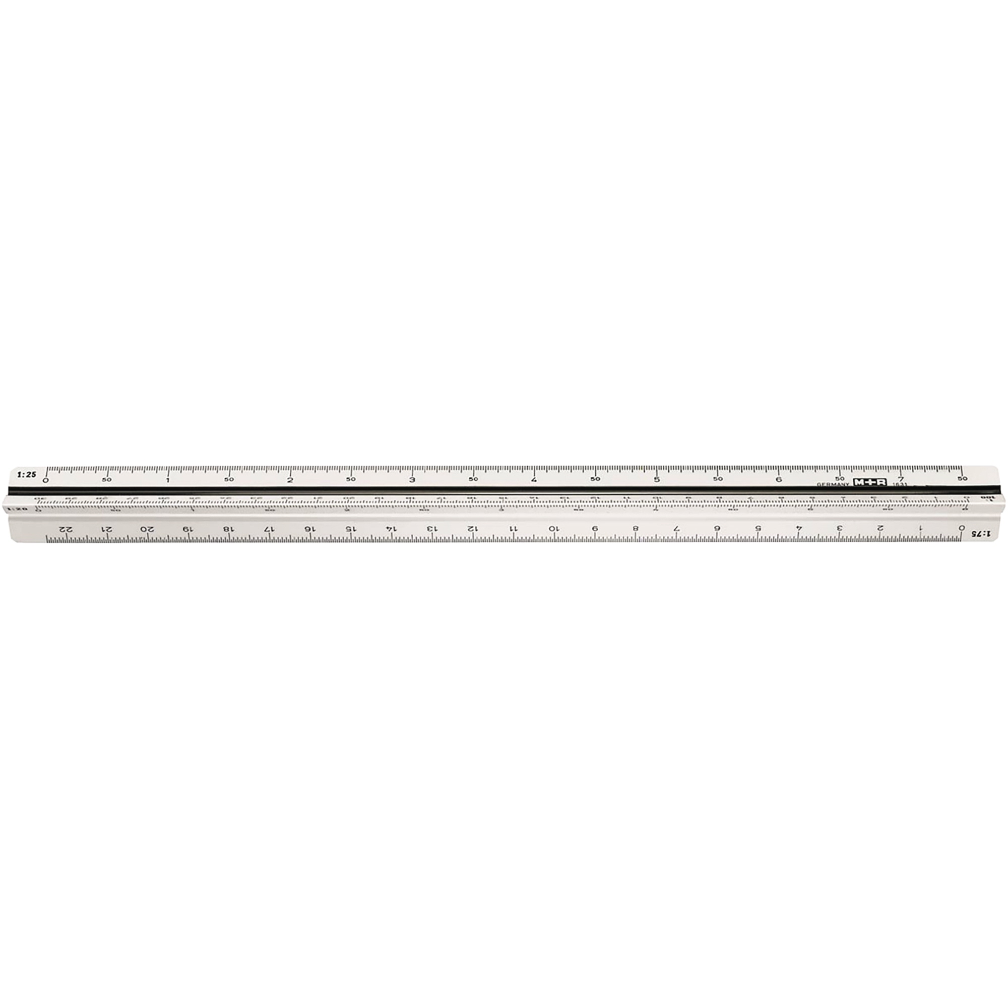 M+R Dreikantmaßstab 30cm Vermessung 2: 1:500, 1:1000, 1:1250, 1:1500, 1:2000, 1:2500 Kunststoff weiß