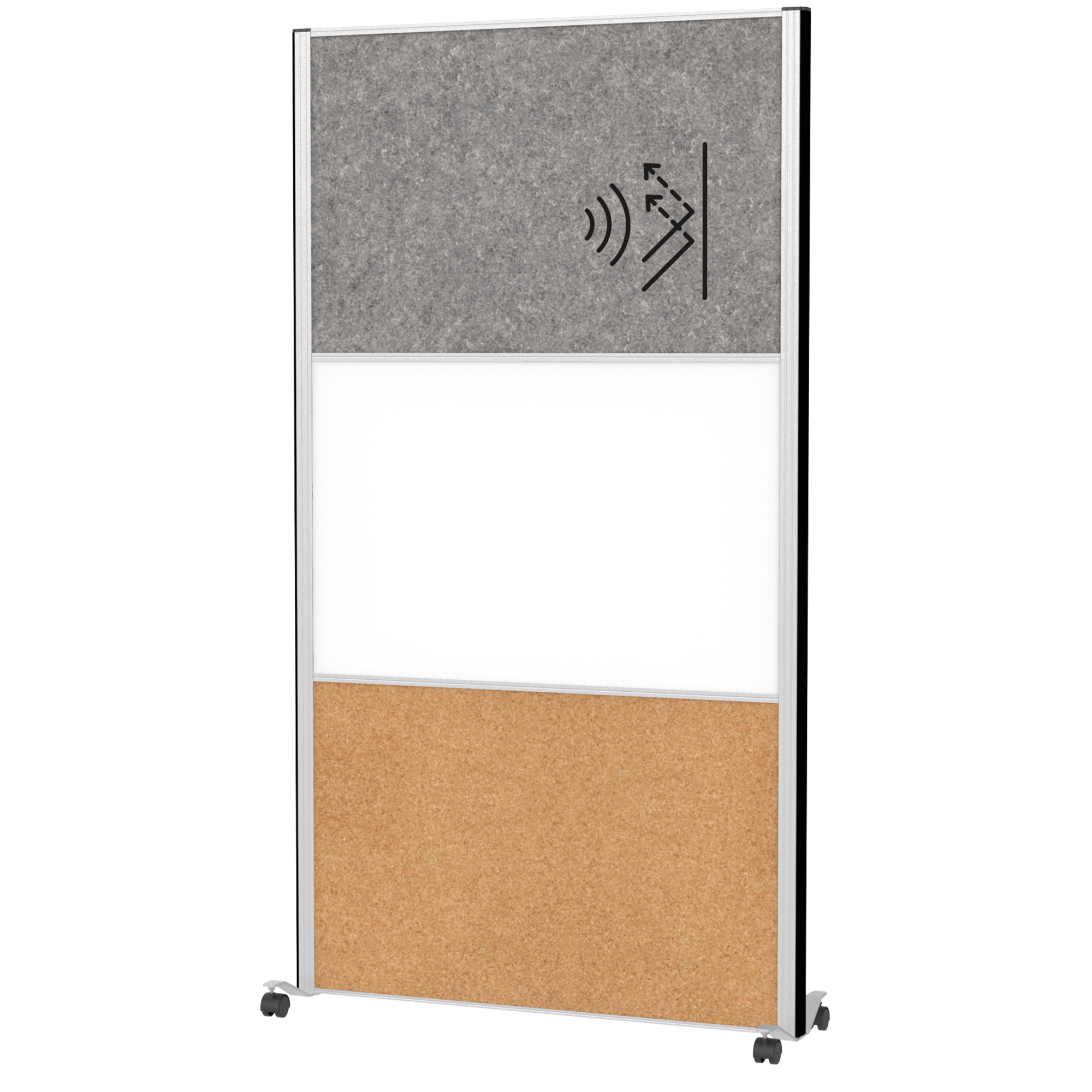 MAUL Stellwand MAULconnecto 100 x 182 cm (B x H) Zweibeinstativ Stahl, 100 % PES-Fasern, Kork dunkelgrau, weiß, braun