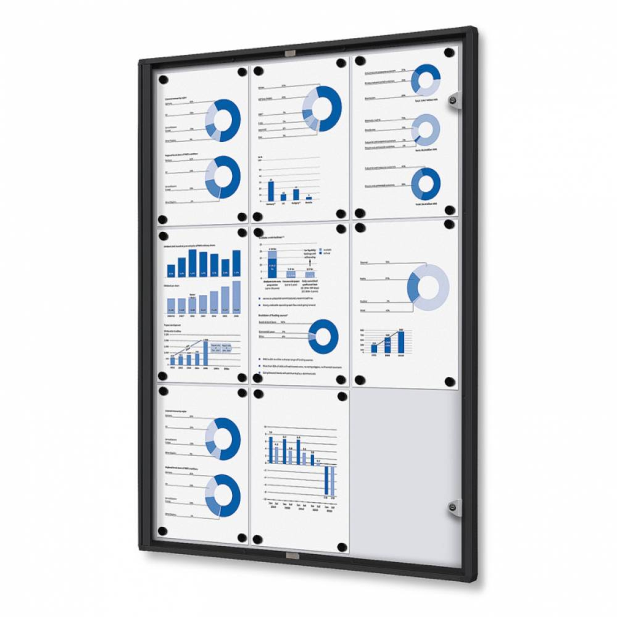 Showdown® Displays Schaukasten Economy Innenbereich 71,1 x 96,3 x 2,6 cm (B x H x T) 9 x DIN A4 mit Schloss Aluminium/Kunststoff schwarz