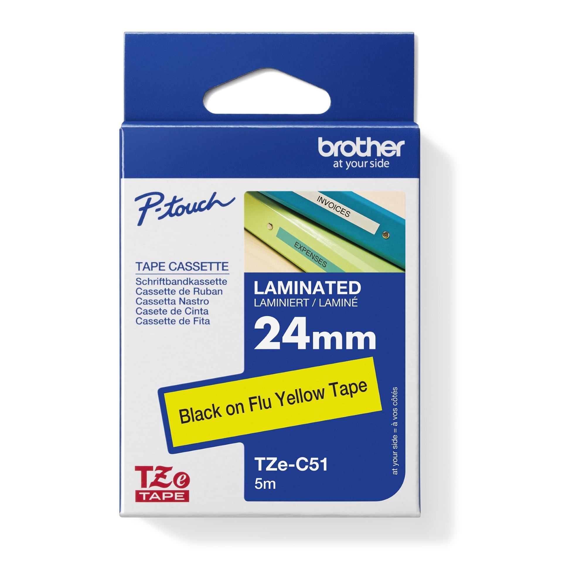 Brother Schriftbandkassette P-touch 24 mm x 5 m (B x L) signalgelb schwarz