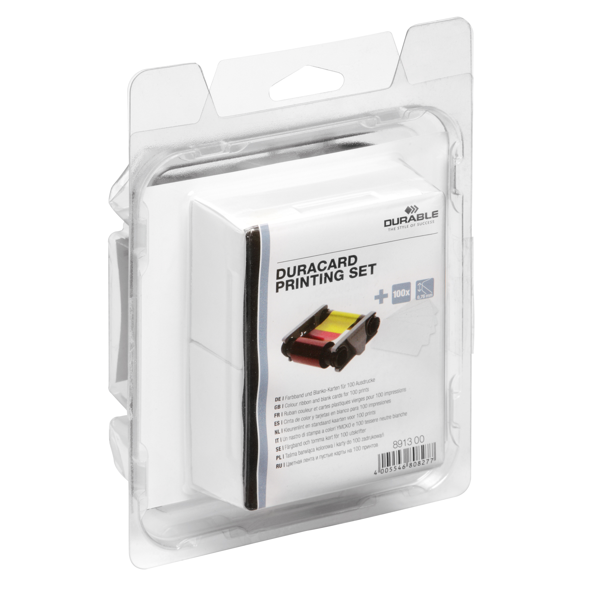 DURABLE Namensschild DURACARD® PRINTING SET inkl. 1 YMCKO-Farbband 100 St./Pack.