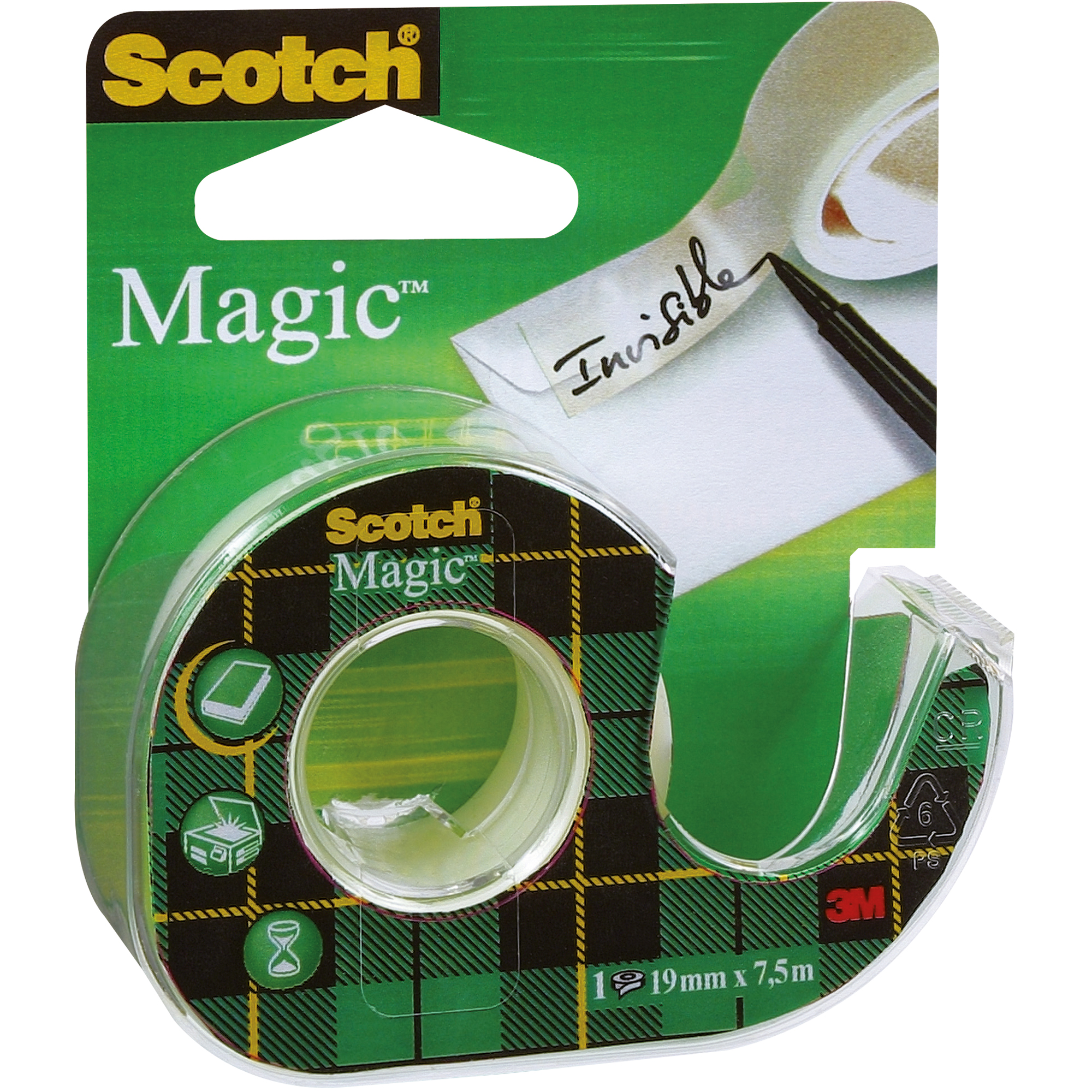 Scotch® Handabroller Magic™ 10 x 7,5 x 2,5 cm (B x H x T) nachfüllbar inkl. 1 Rolle Magic Tape 810 unsichtbar, 19 mm x 7,5 m (B x L) mit Lösungsmittel transparent