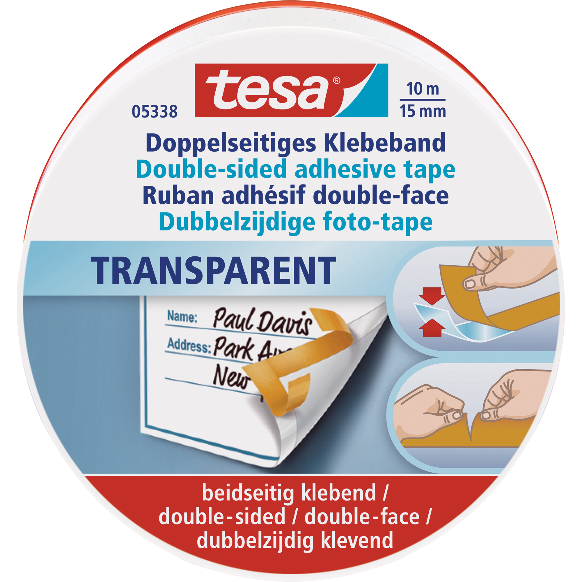 tesa® Klebeband Doppelband 15 mm x 10 m (B x L) beidseitig klebend Acrylat transparent
