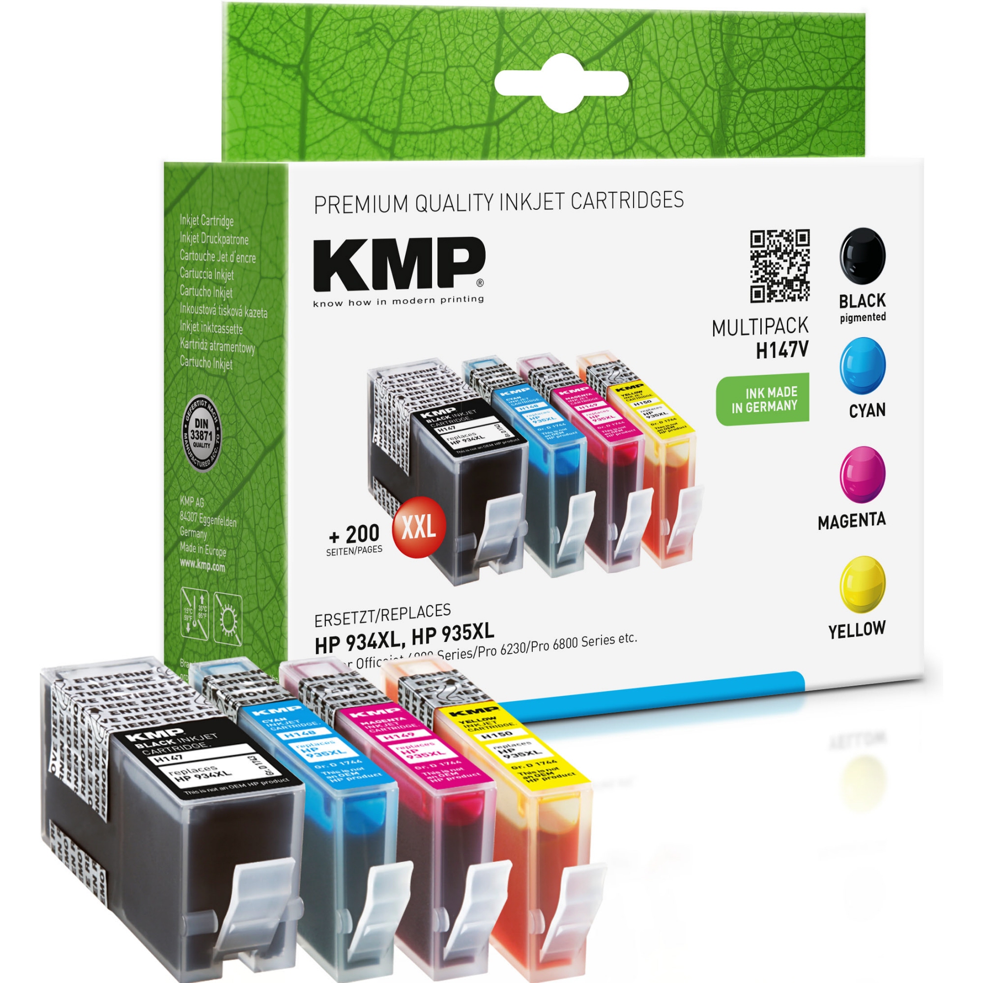 KMP Tintenpatrone kein Originalzubehör Kompatibel mit: HP 934XL/935XL H147V ca. 1.200 Seiten schwarz, ca. 3 x 900 Seiten farbig schwarz, mehrfarbig 4 St./Pack.