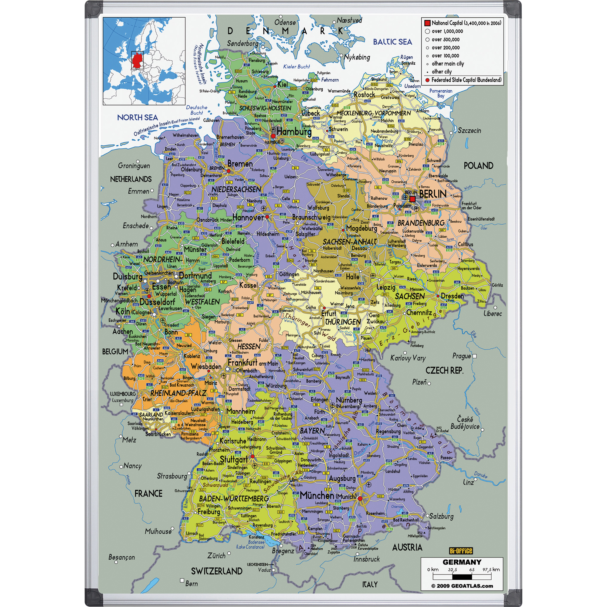 Bi-office Landkartentafel 120 x 90 cm (B xH) Deutschland