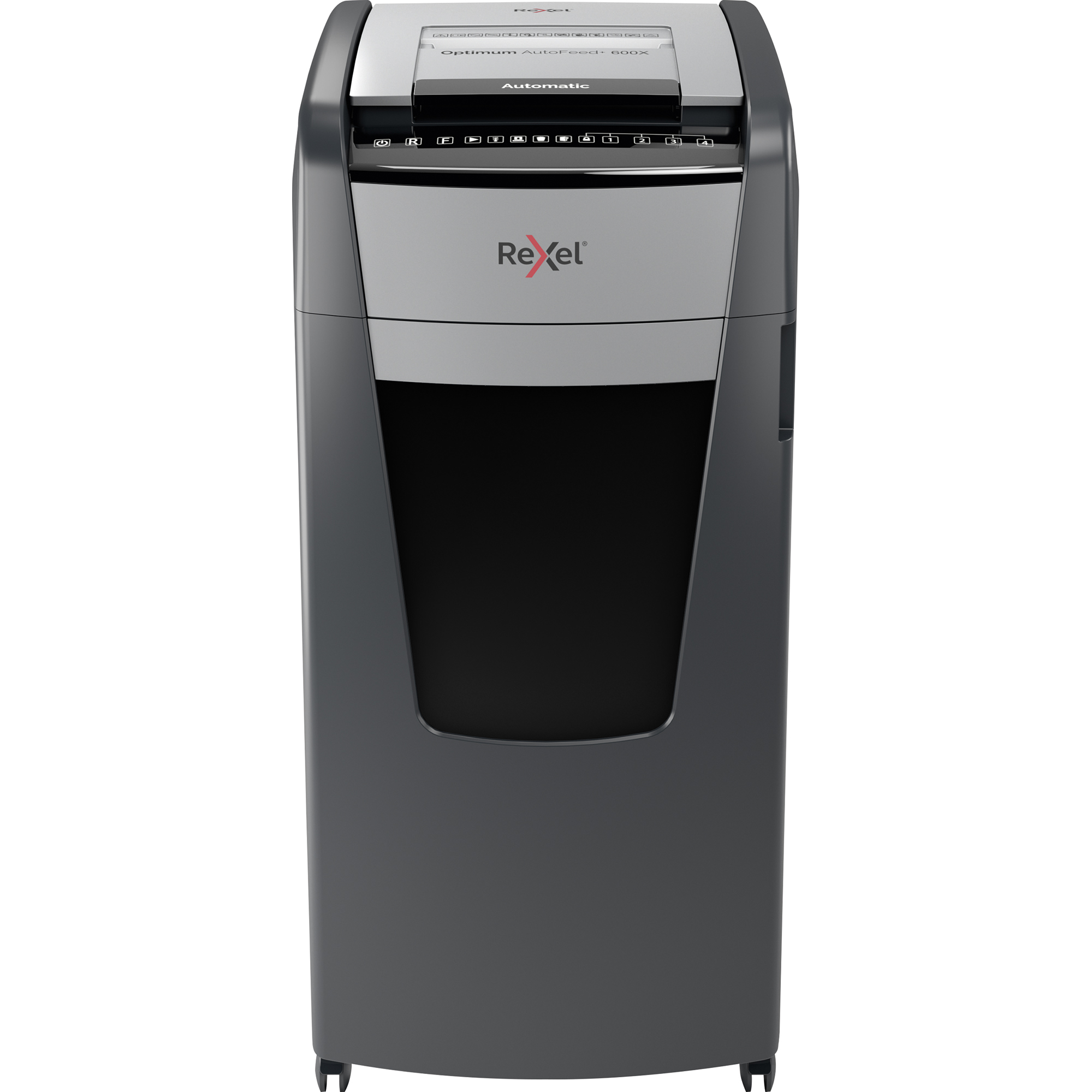 Rexel® Aktenvernichter Optimum AutoFeed+ 600X P-4 Papier, Heftklammern, Büroklammern, Kreditkarten Partikelschnitt schwarz