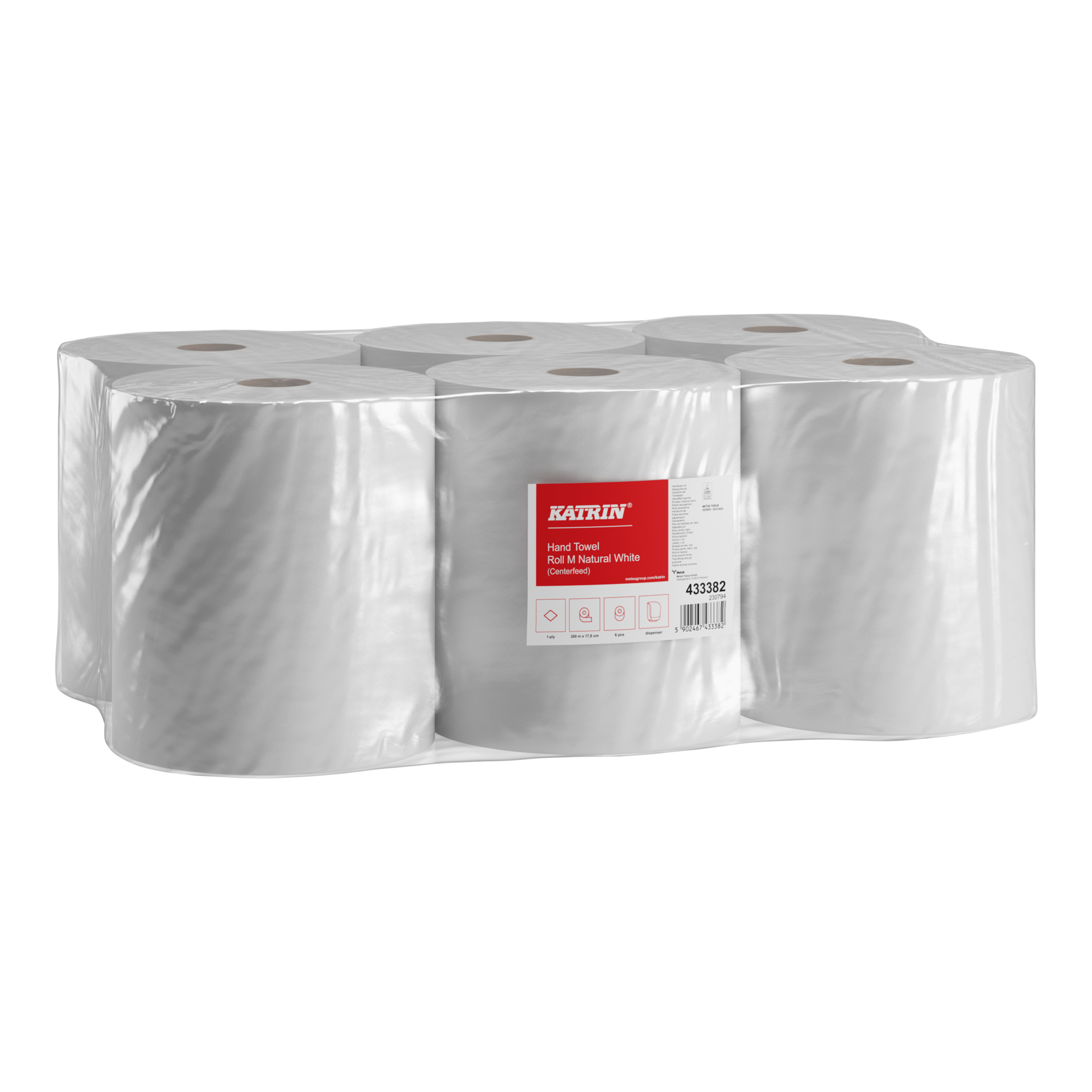 Katrin Handtuchrolle M 300 18 cm x 300 m (B x L) Tissue naturweiß 6 Rl./Pack.