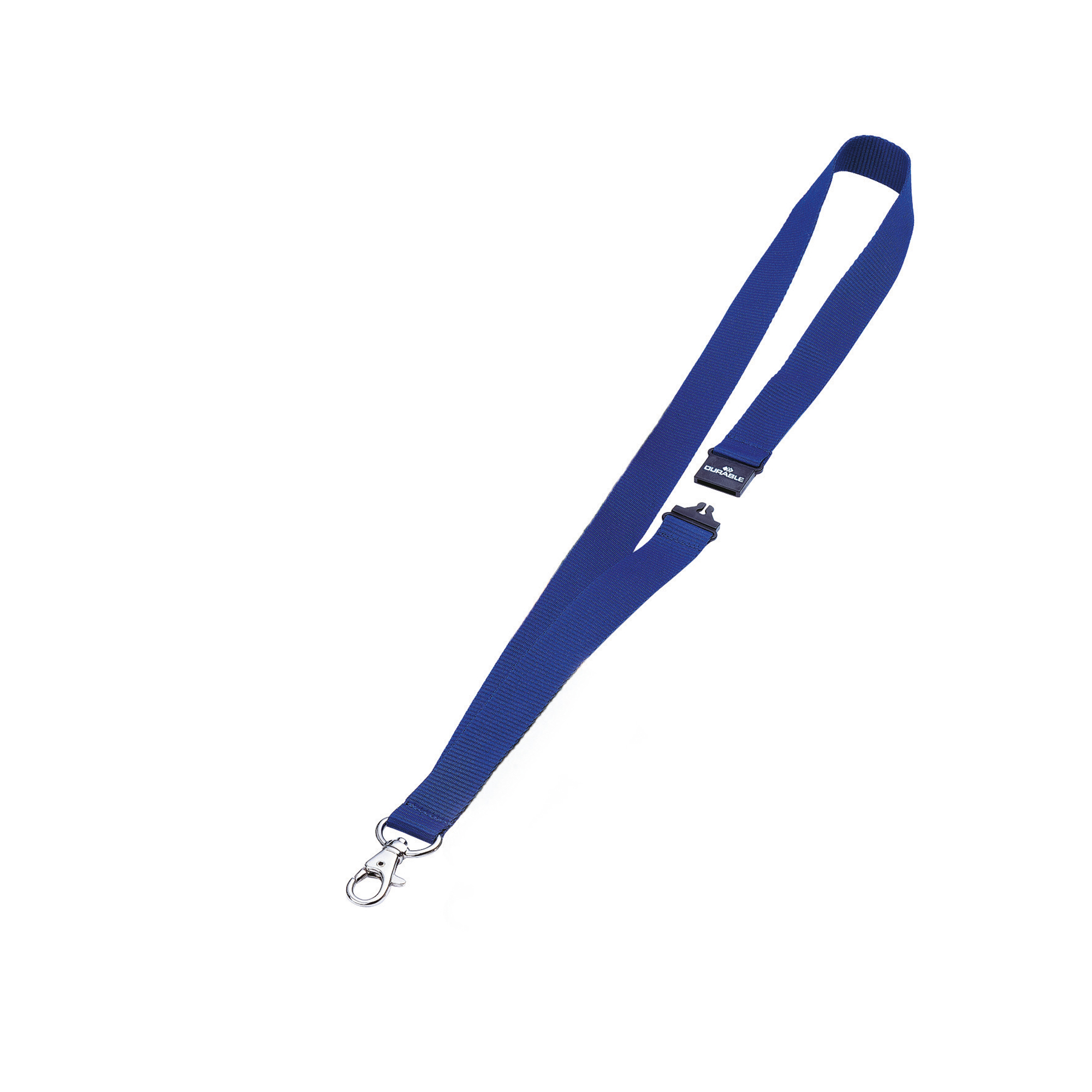 DURABLE Textilband Namensschilder mit Clip-Ausstanzung 2 x 44 cm (B x L) Sicherheitsverschluss Karabinerhaken dunkelblau 10 St./Pack.