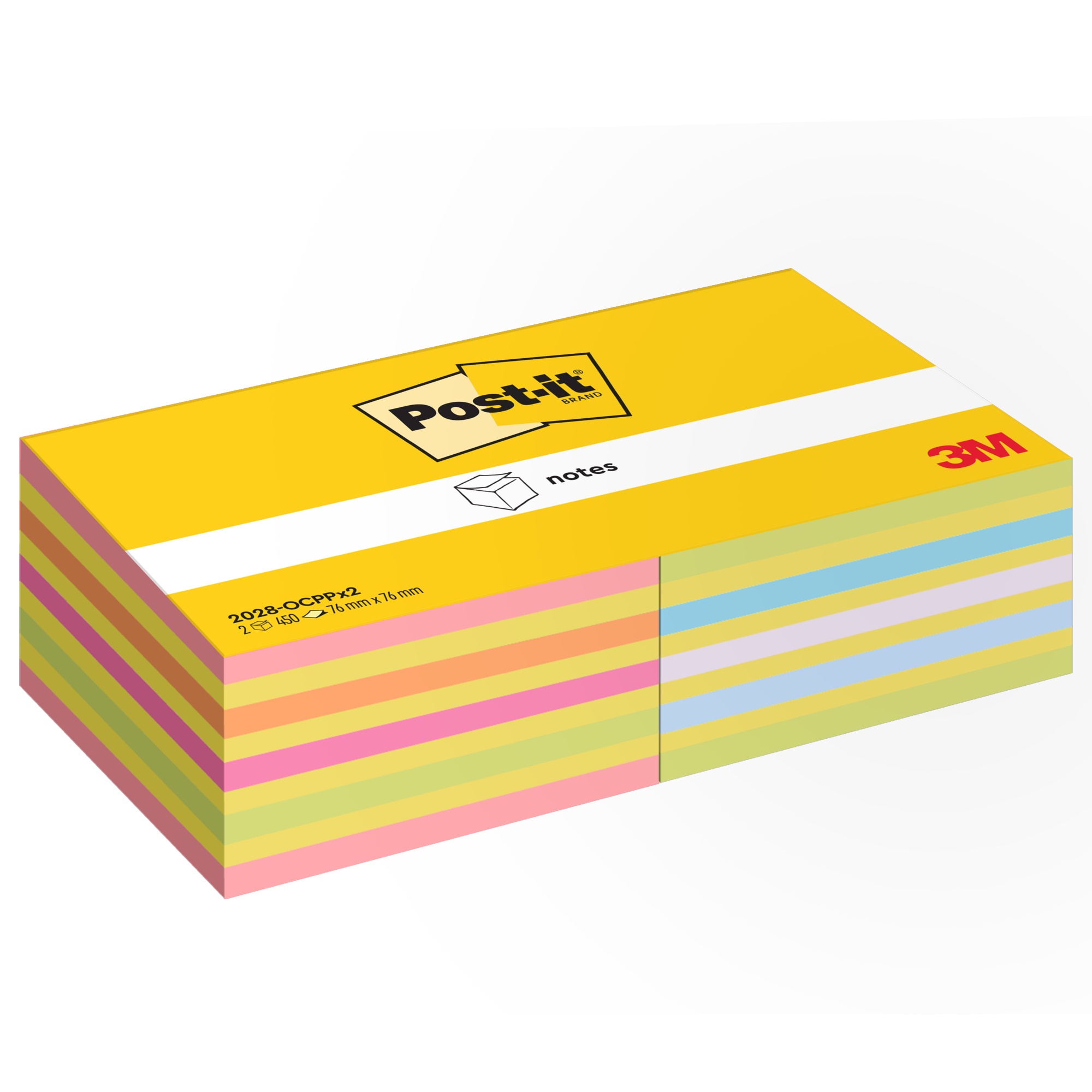 Post-it® Haftnotizwürfel Notes Promotion 76 x 76 mm (B x H) farbig sortiert 2 x 450 Bl./Block 2 Block./Pack.