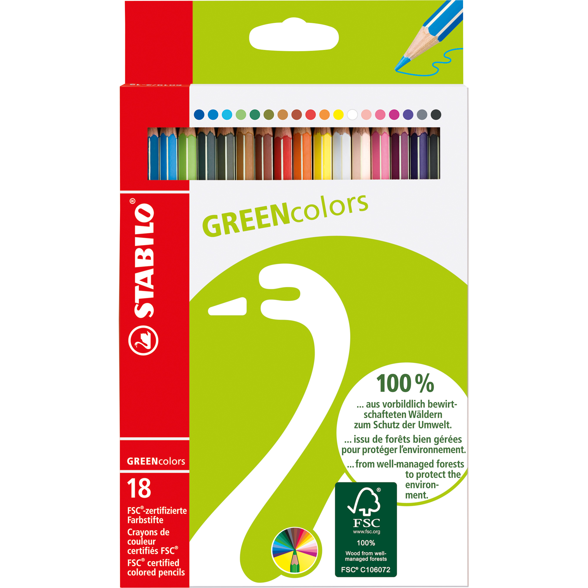 STABILO® Buntstift GREENcolors farbig sortiert 18 St./Pack.