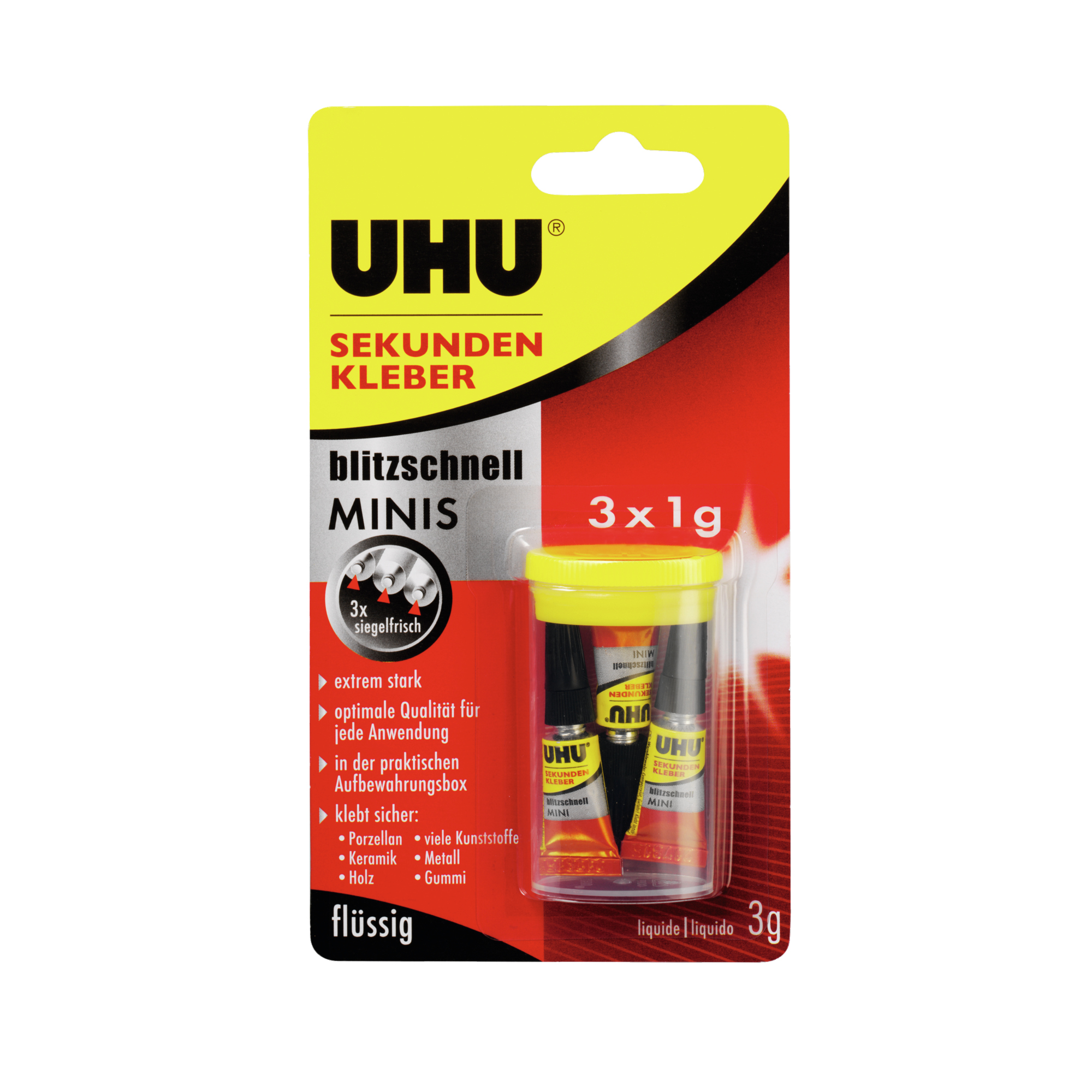 UHU® Sekundenkleber blitzschnell MINIS universell 3 x 1 g/Pack.
