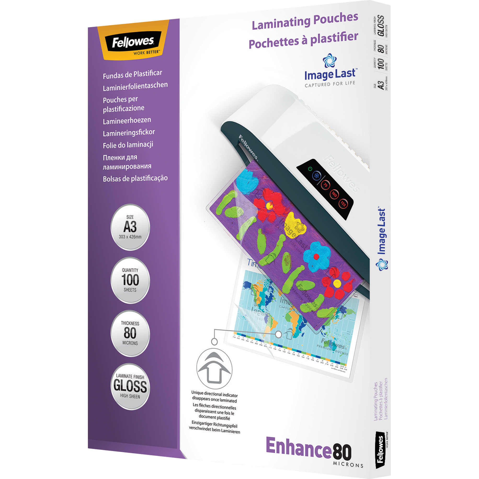 Fellowes® Laminierfolie ImageLast™ Enhance 80 303 x 426 mm (B x H) DIN A3 80µm glänzend 100 St./Pack.