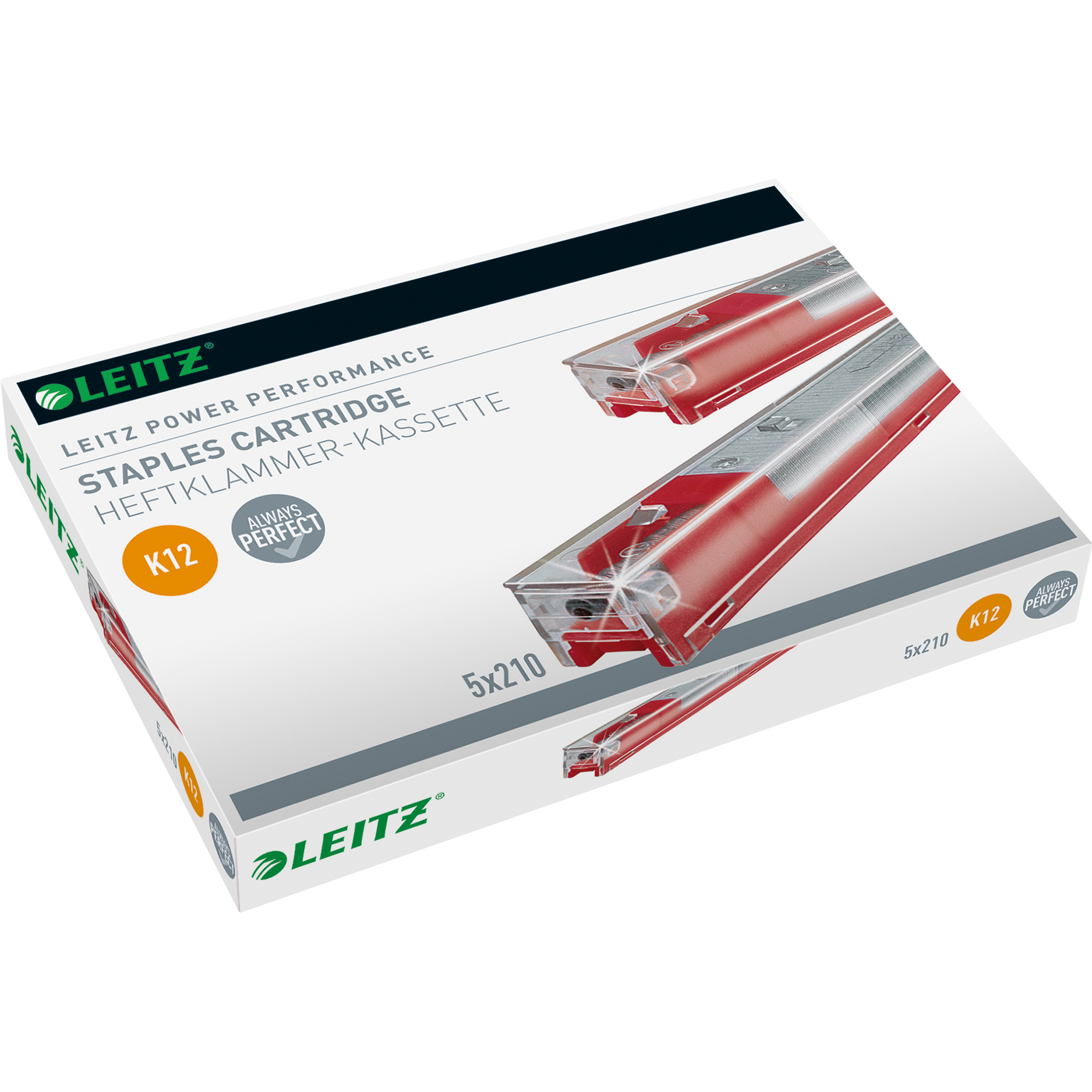 Leitz Heftklammerkassette K12 Leitz Blockheftgerät 5551, 5550 26/12 80 Bl. (80 g/m²) rot 5 x 210 St./Pack.