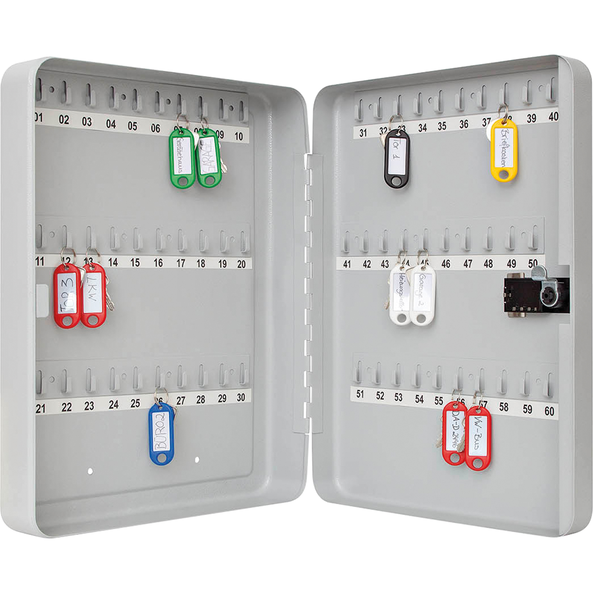 WEDO® Schlüsselschrank 28,8 x 67 x 9,4 cm (B x H x T) inkl. Nummernstreifen Stahlblech, pulverbeschichtet lichtgrau
