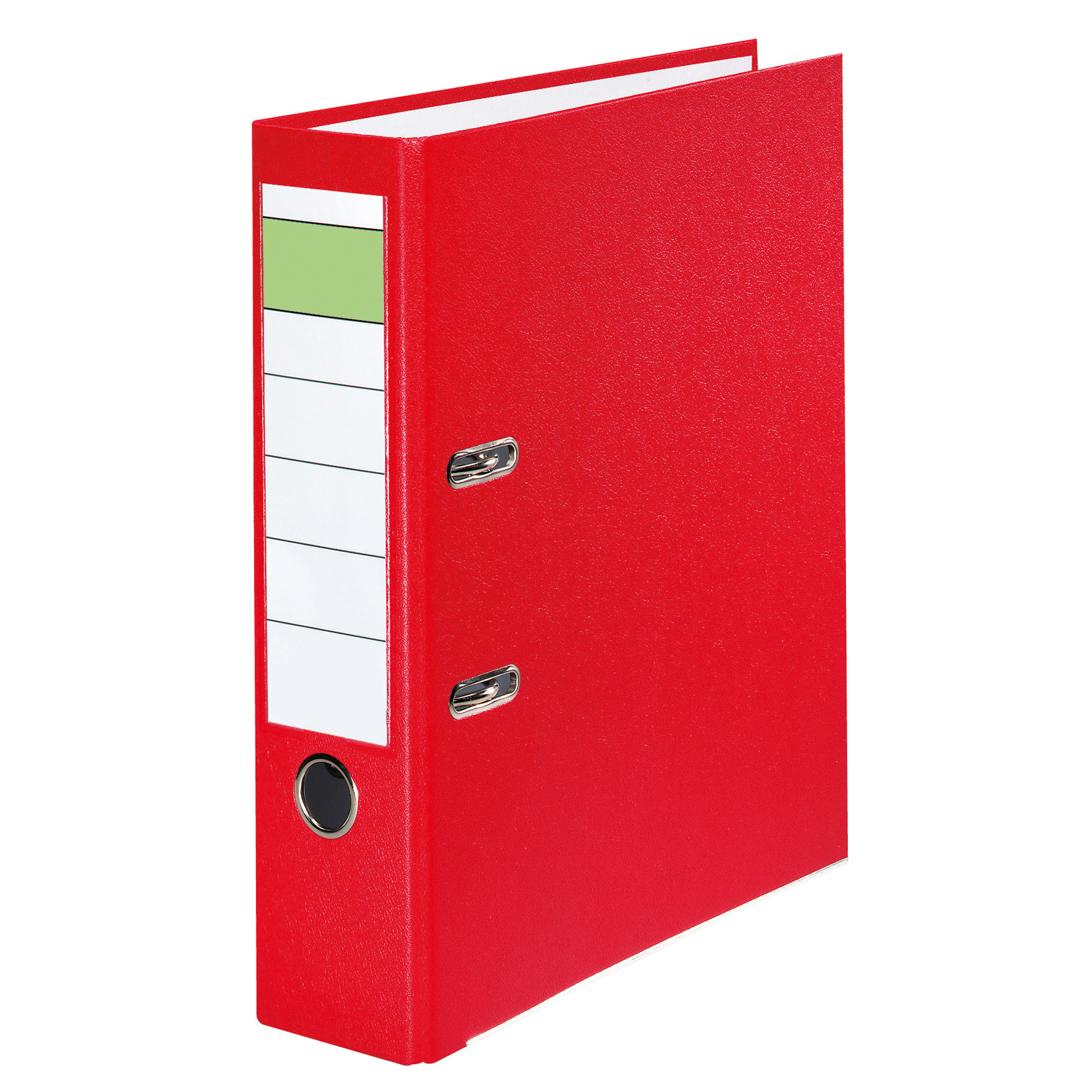 Ordner 80mm DIN A4 Rückenschild: einsteckbar mit Schlitzen Werkstoff: Pappe Material außen: Polypropylen Material innen: Papier rot