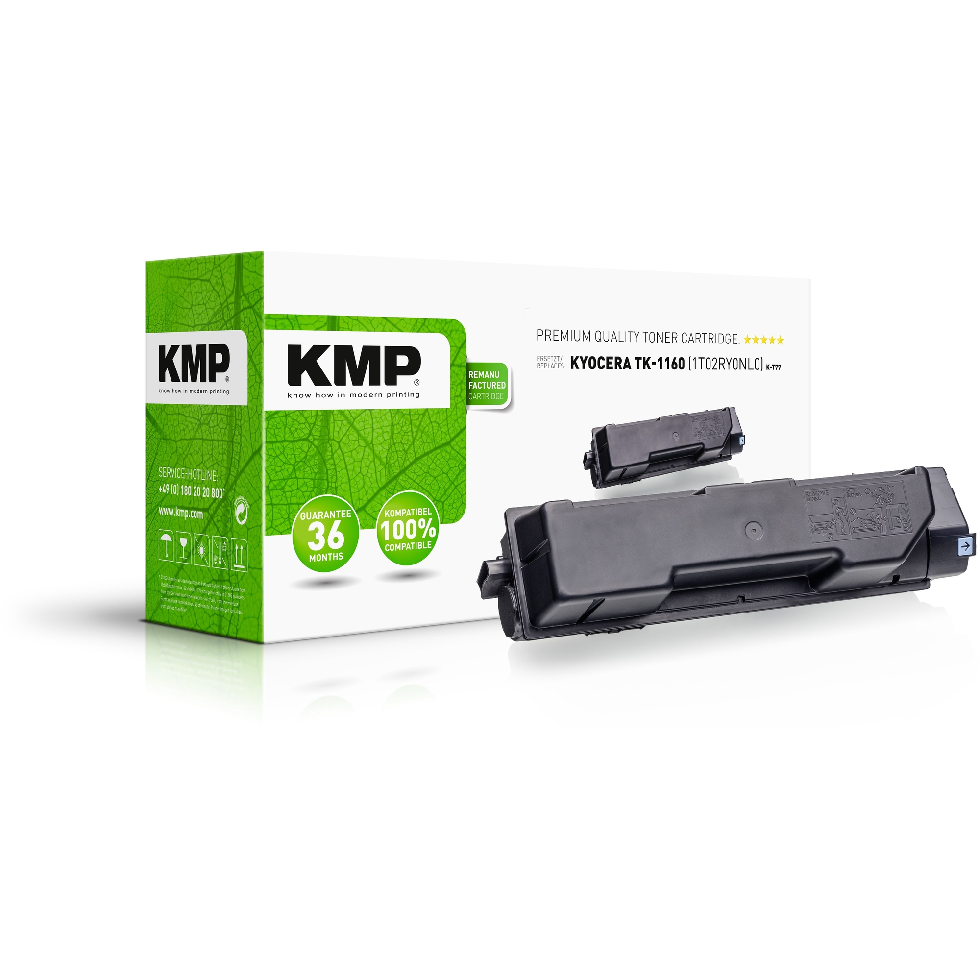KMP Toner kein Originalzubehör Kompatibel mit: KYOCERA TK-1160 K-T77 ca. 8.200 Seiten schwarz