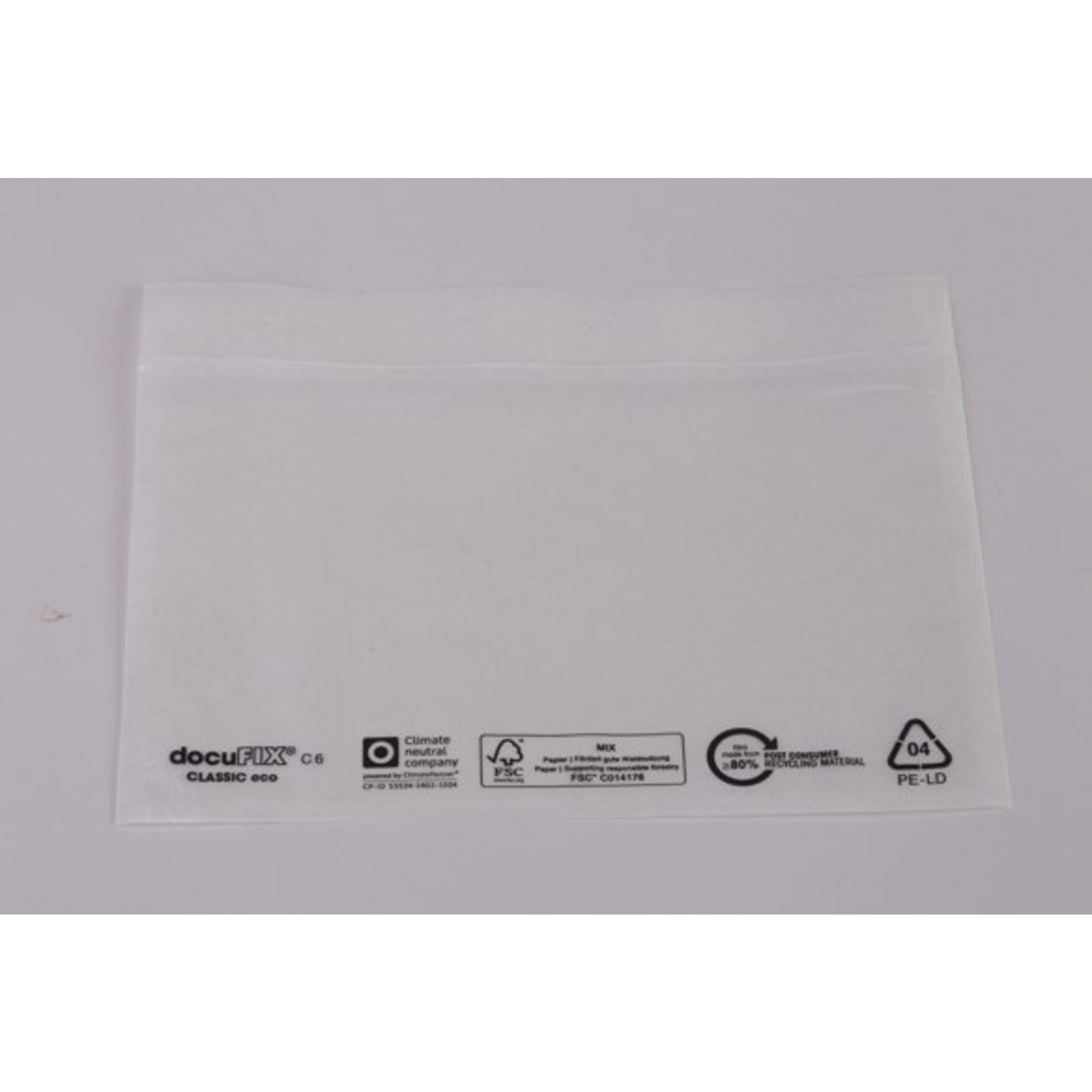 docuFIX® Dokumententasche classic eco DIN lang Folie, 80 % recycelt transparent 1.000 St./Pack.