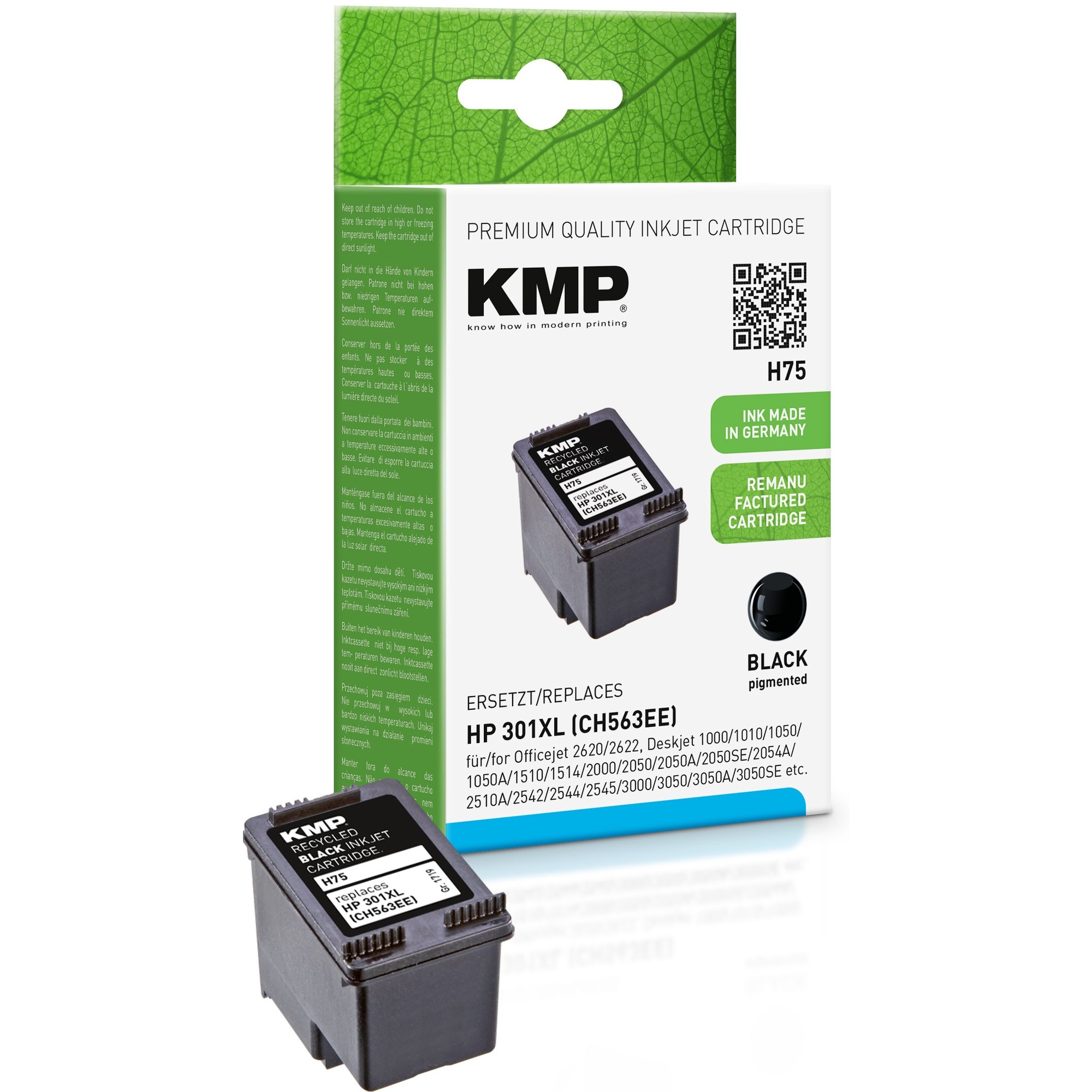 KMP Tintenpatrone kein Originalzubehör Kompatibel mit: HP 301XL H75 ca. 600 Seiten schwarz 8ml