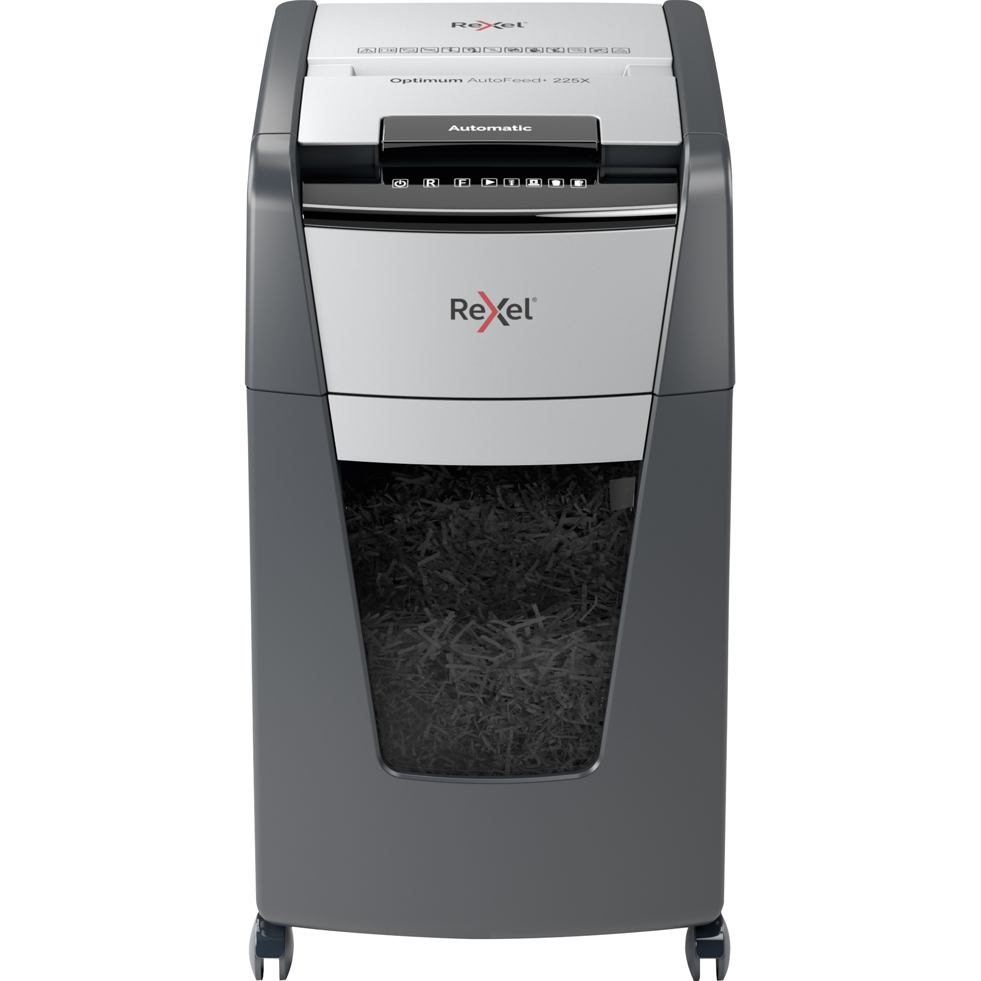 Rexel® Aktenvernichter Optimum AutoFeed+ 225X P-4 Papier, Heftklammern, Büroklammern, Kreditkarten Partikelschnitt schwarz