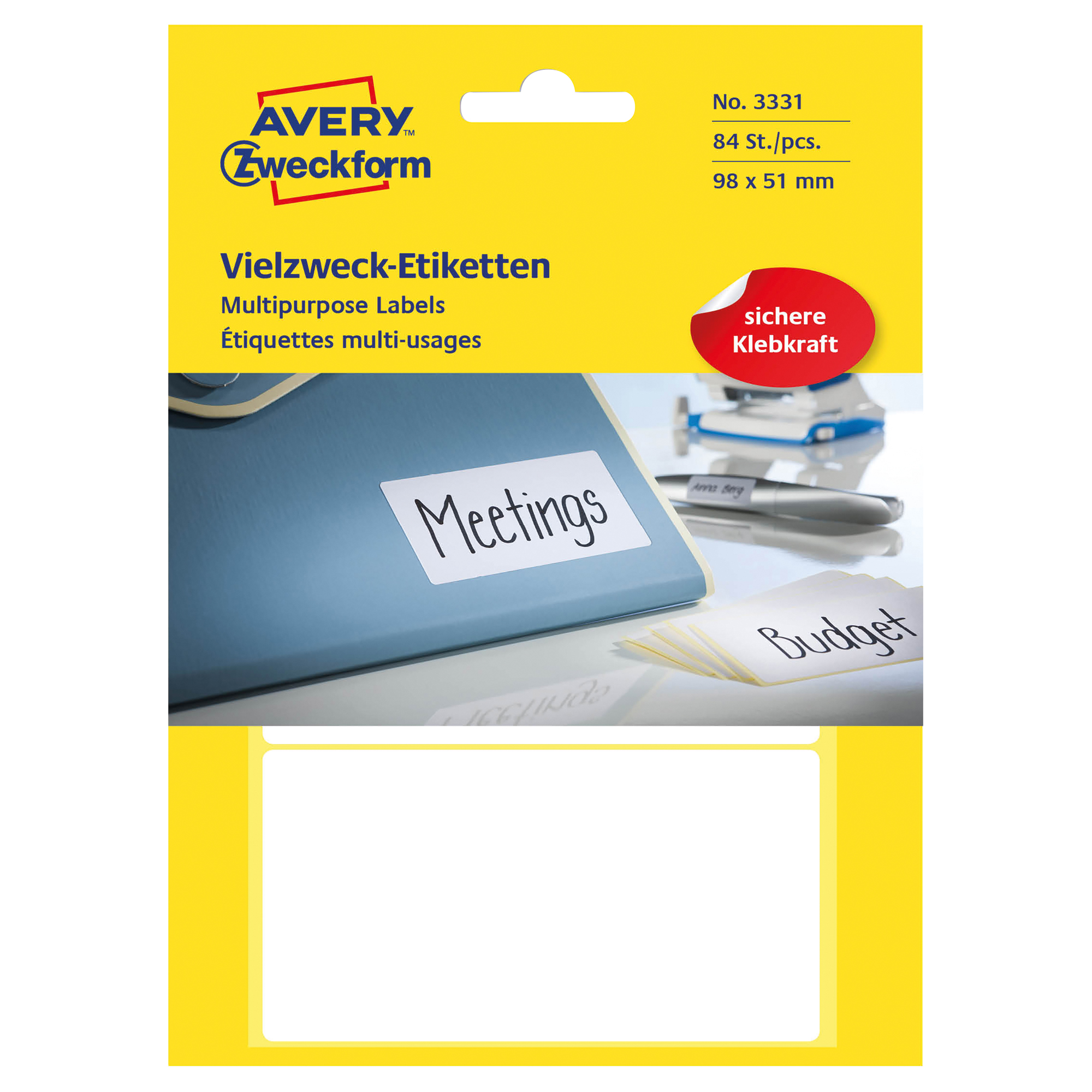 Avery Zweckform Universaletikett 98 x 51 mm (B x H) nicht wieder ablösbar Papier weiß 84 Etik./Pack.