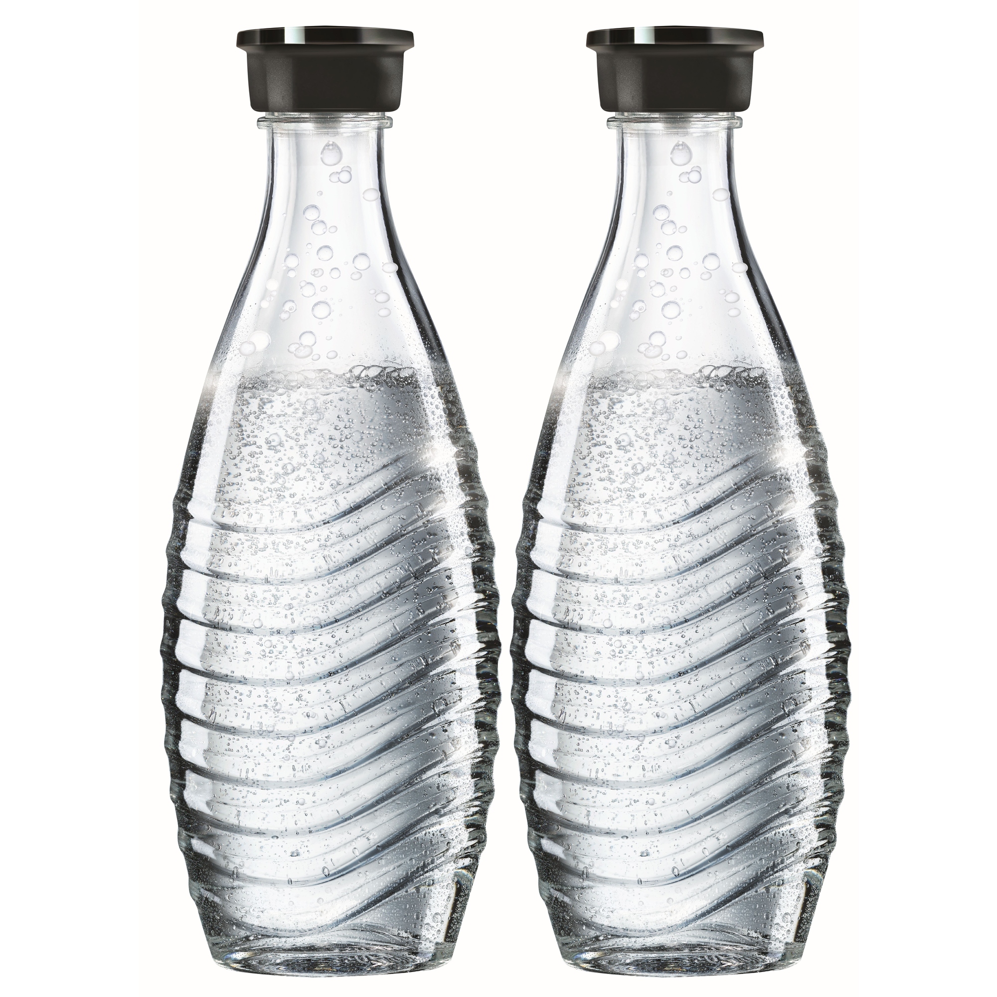 sodastream Sprudlerflaschen SODASTREAM Wassersprudler Crystal 2.0 0,8 l, Fülllinie 0,615l spülmaschinenfest Glas 2 St./Pack.