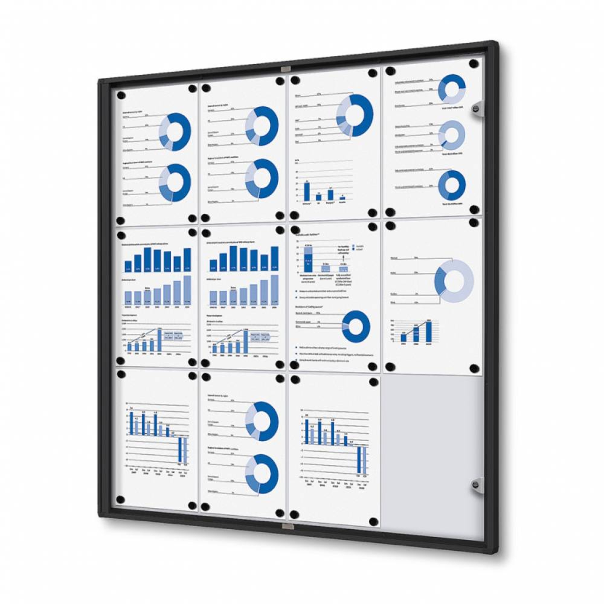 Showdown® Displays Schaukasten Economy Innenbereich 93,1 x 96,3 x 2,6 cm (B x H x T) 12 x DIN A4 mit Schloss Aluminium/Kunststoff schwarz