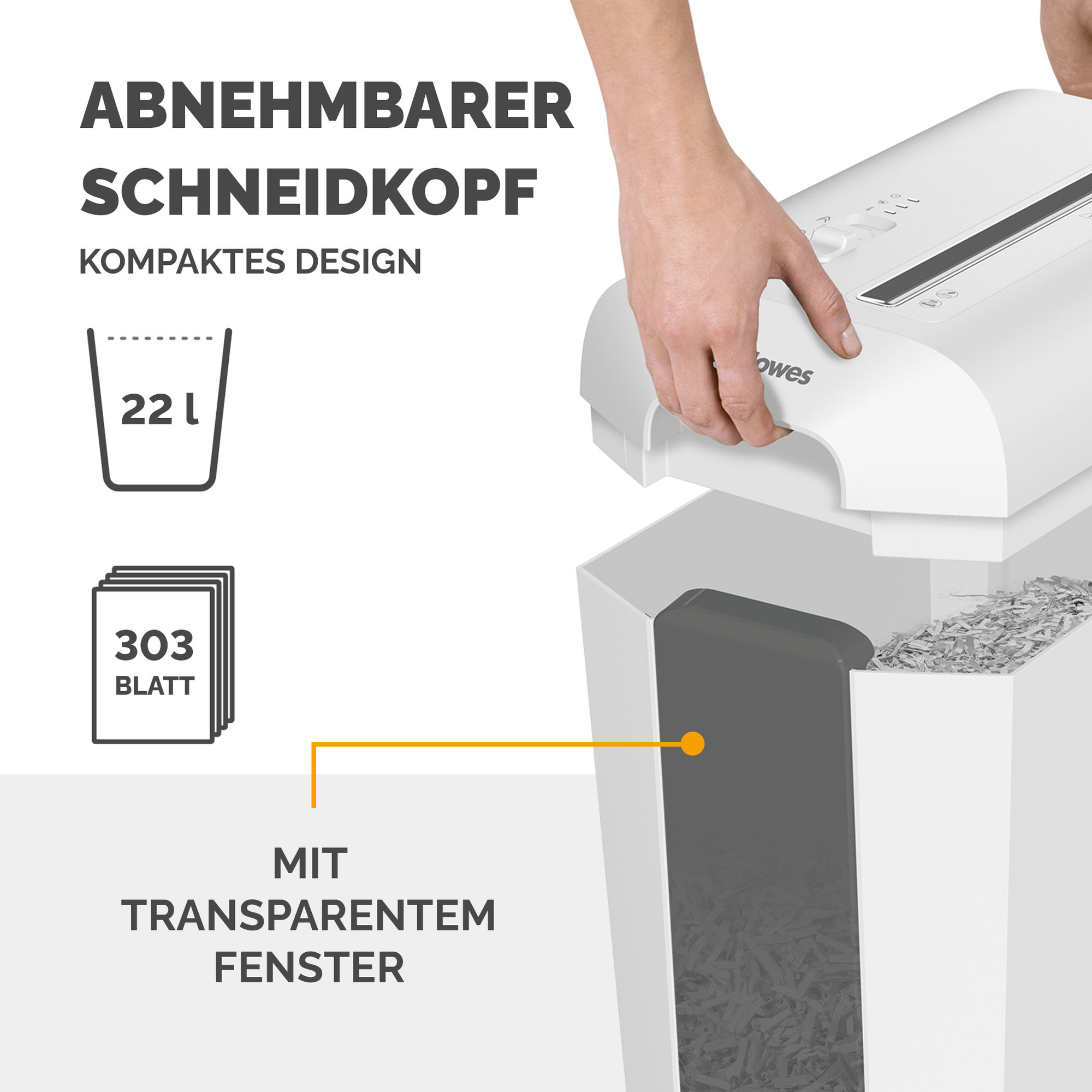 Fellowes® Aktenvernichter Powershred® LX65 P-4 Papier, Heftklammern, Büroklammern, Kreditkarten Partikelschnitt 10 Bl. weiß