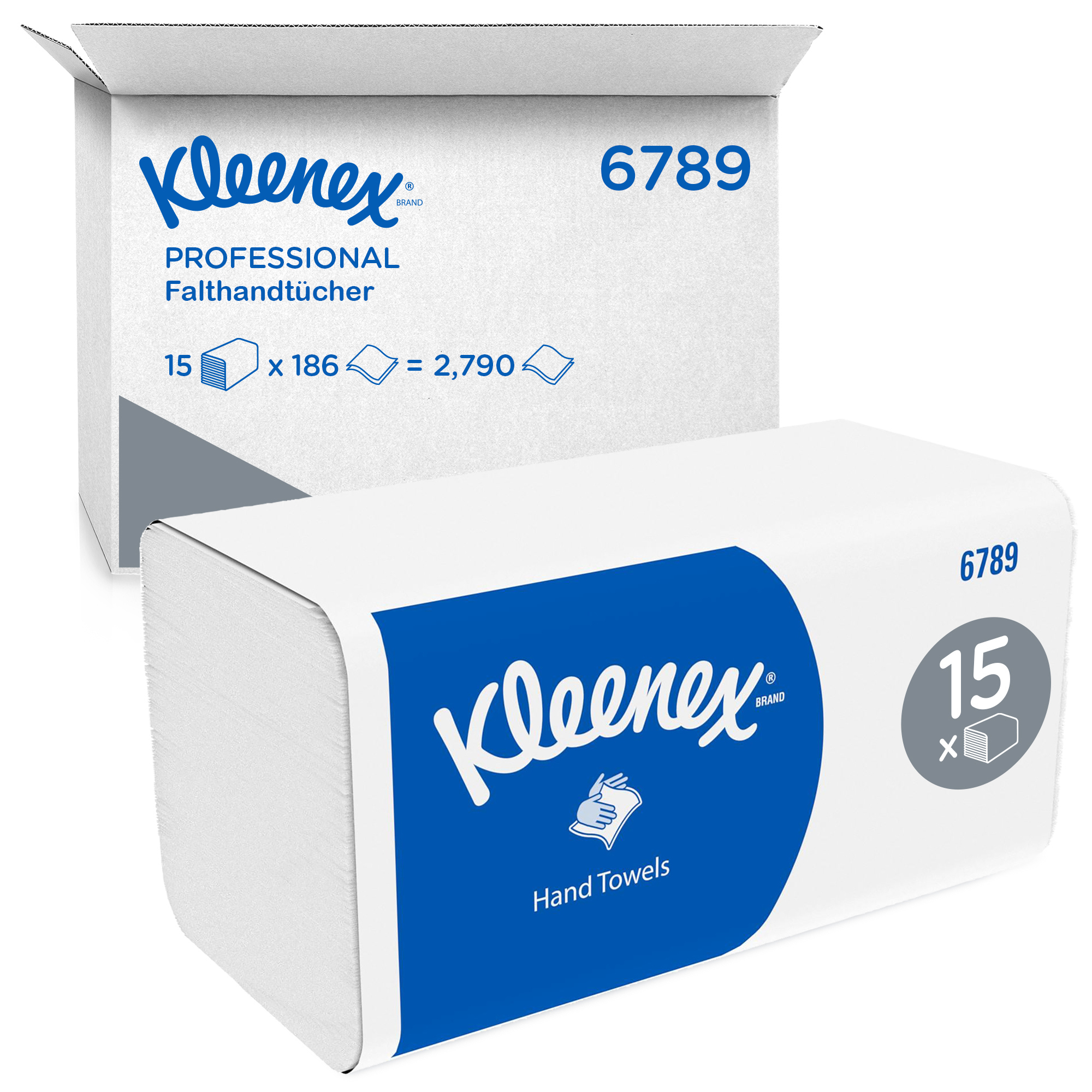Kleenex® Papierhandtücher Ultra™ 21,5 x 21 cm (B x L) 24 % Recyclingfasern, 76 % Frischzellstoff hochweiß 15 x 186 Bl./Pack.