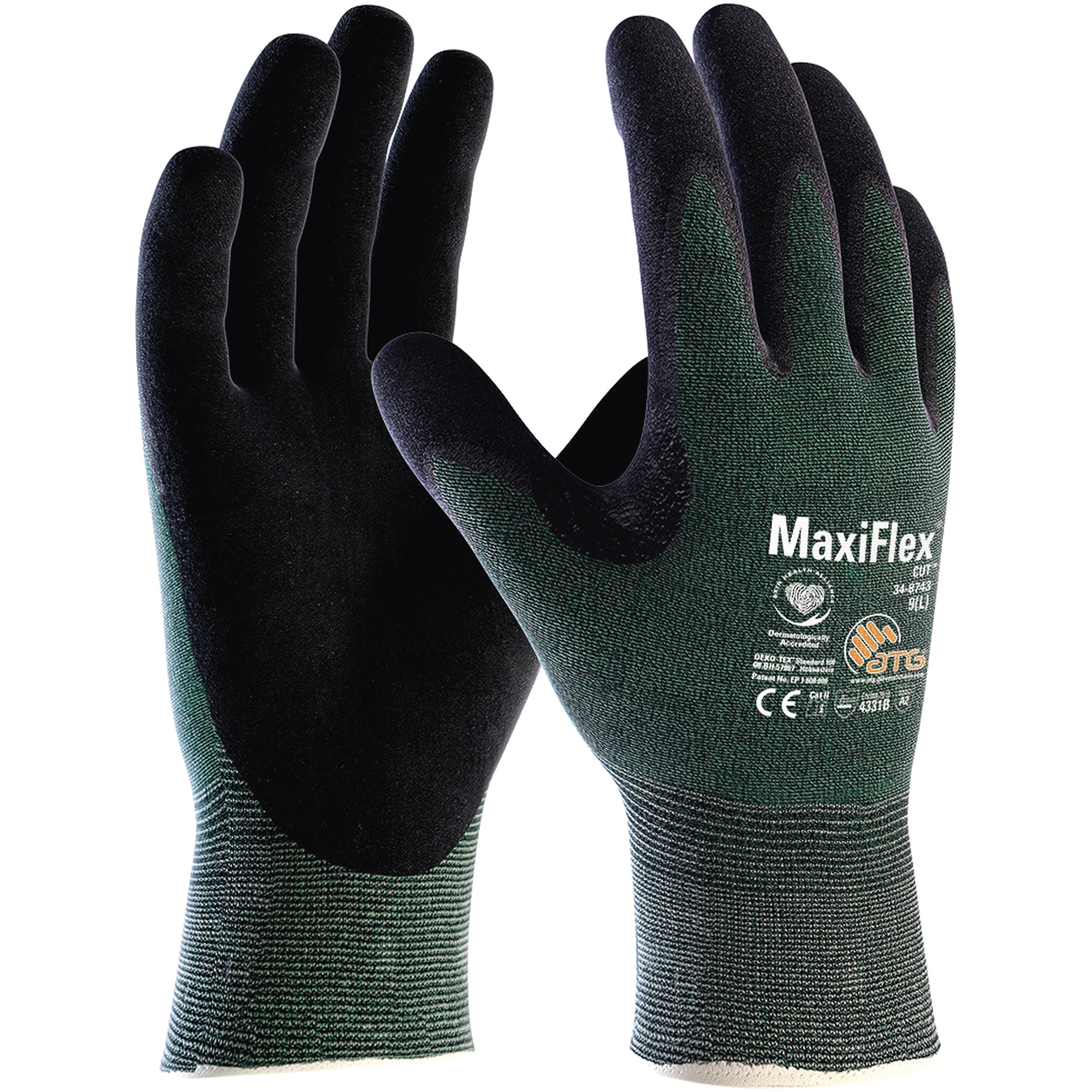 ATG® Arbeitshandschuhe MaxiFlex® Cut™ 9 Nylon/Glasfaser grün/schwarz